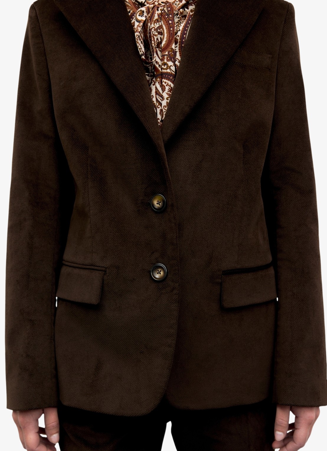 Gerard Darel Jem blazer van fluweel met klepzakken - detail 3 donkerbruin