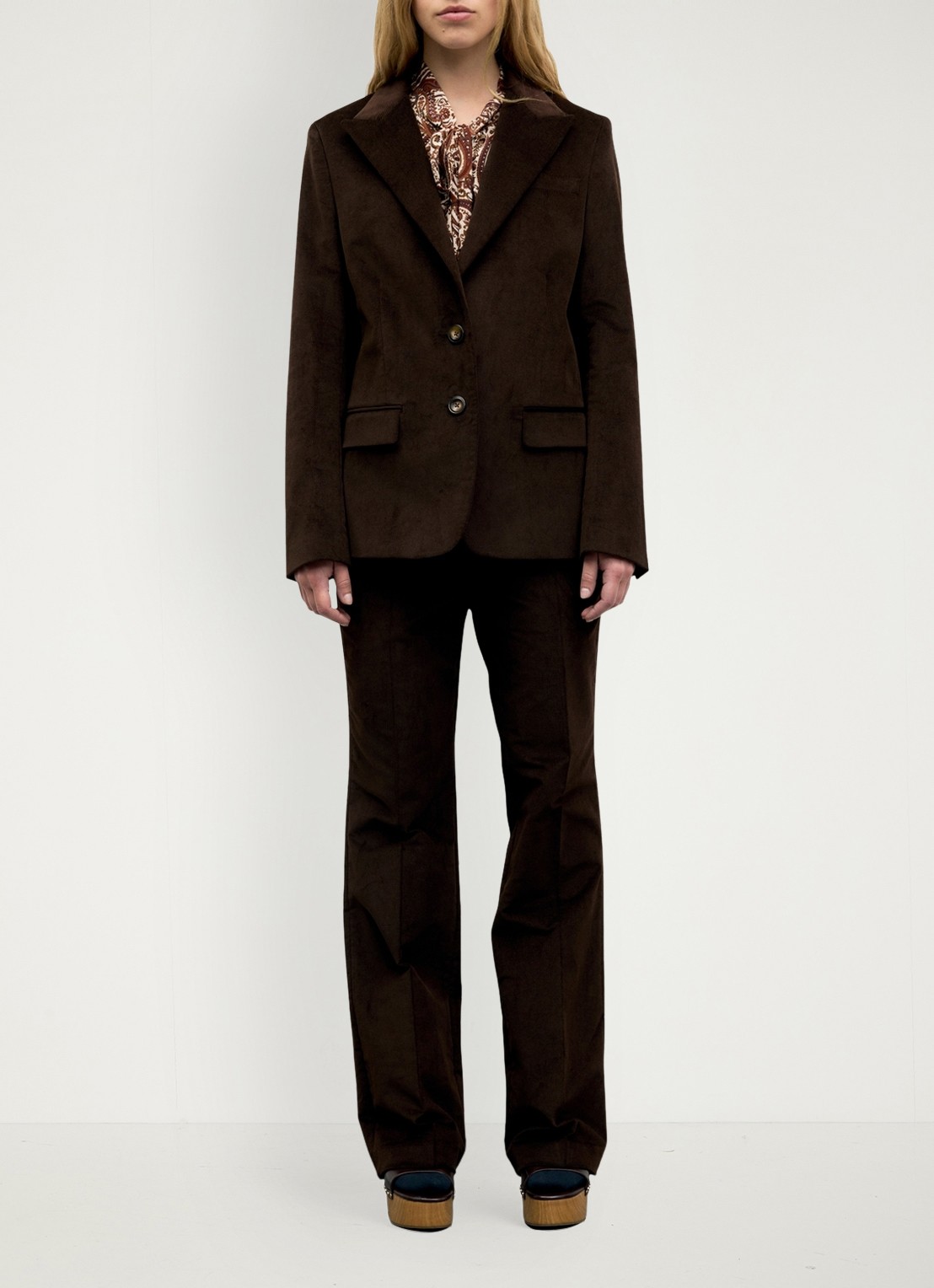 Gerard Darel Jem blazer van fluweel met klepzakken - voorkant 5 donkerbruin