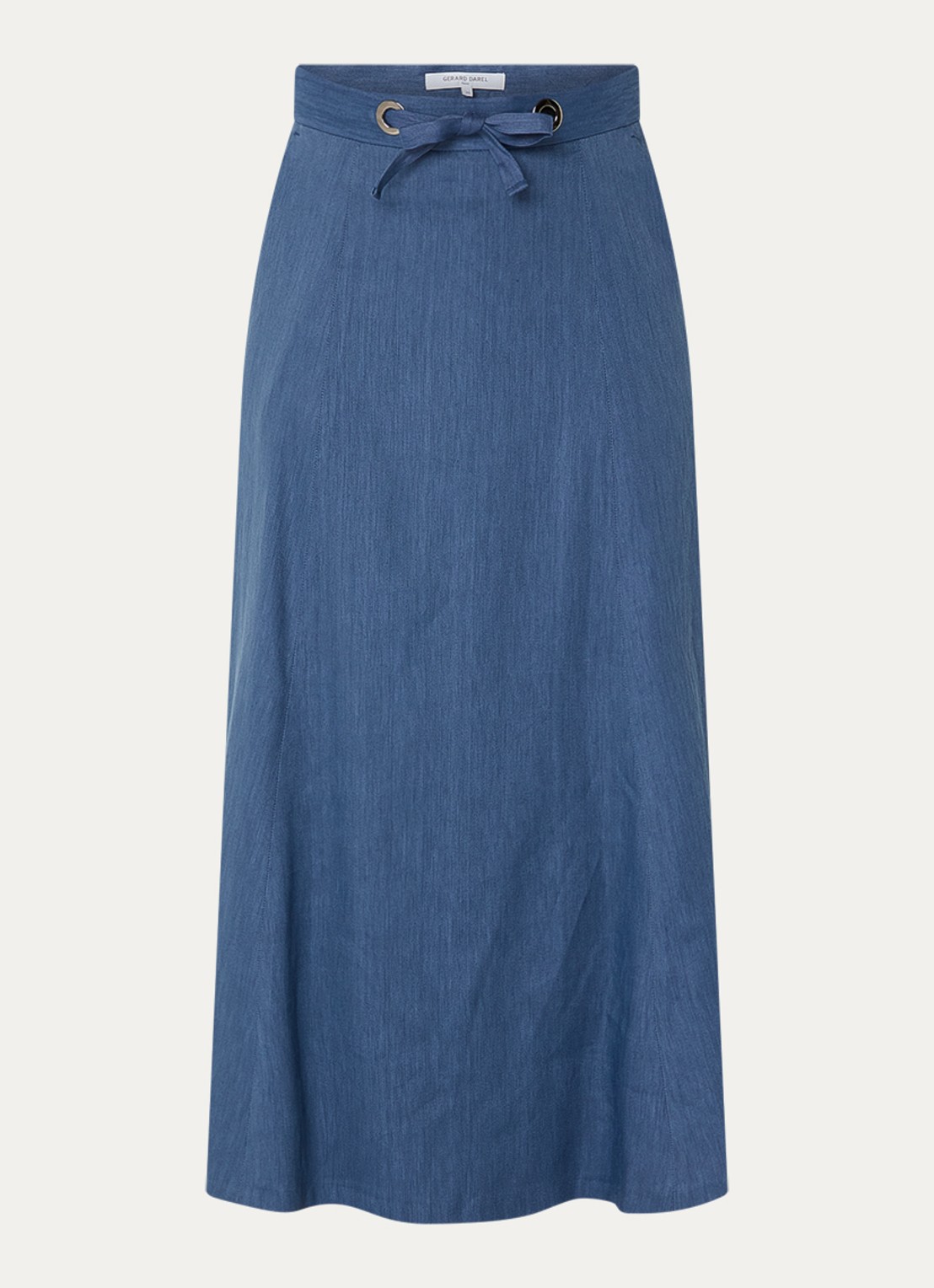 Gerard Darel Jihane midi rok in linnenblend met steekzakken - voorkant 2 staalblauw