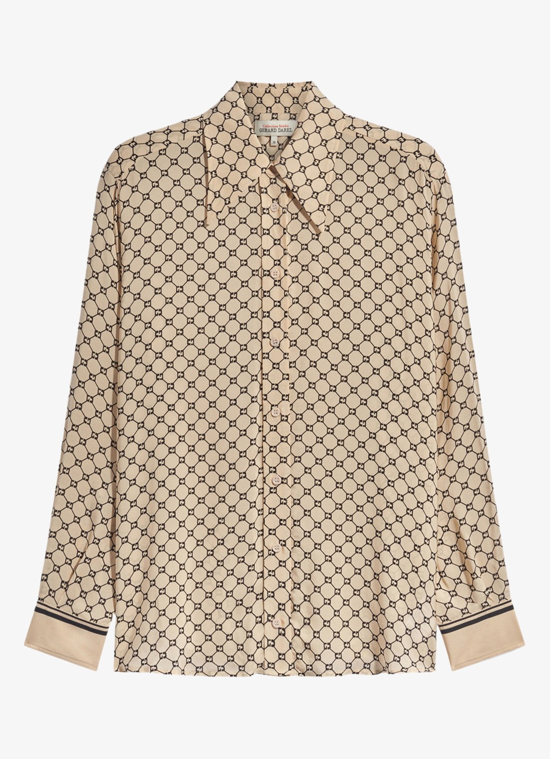 Gerard Darel Jimi blouse met monogram print - voorkant 3 creme