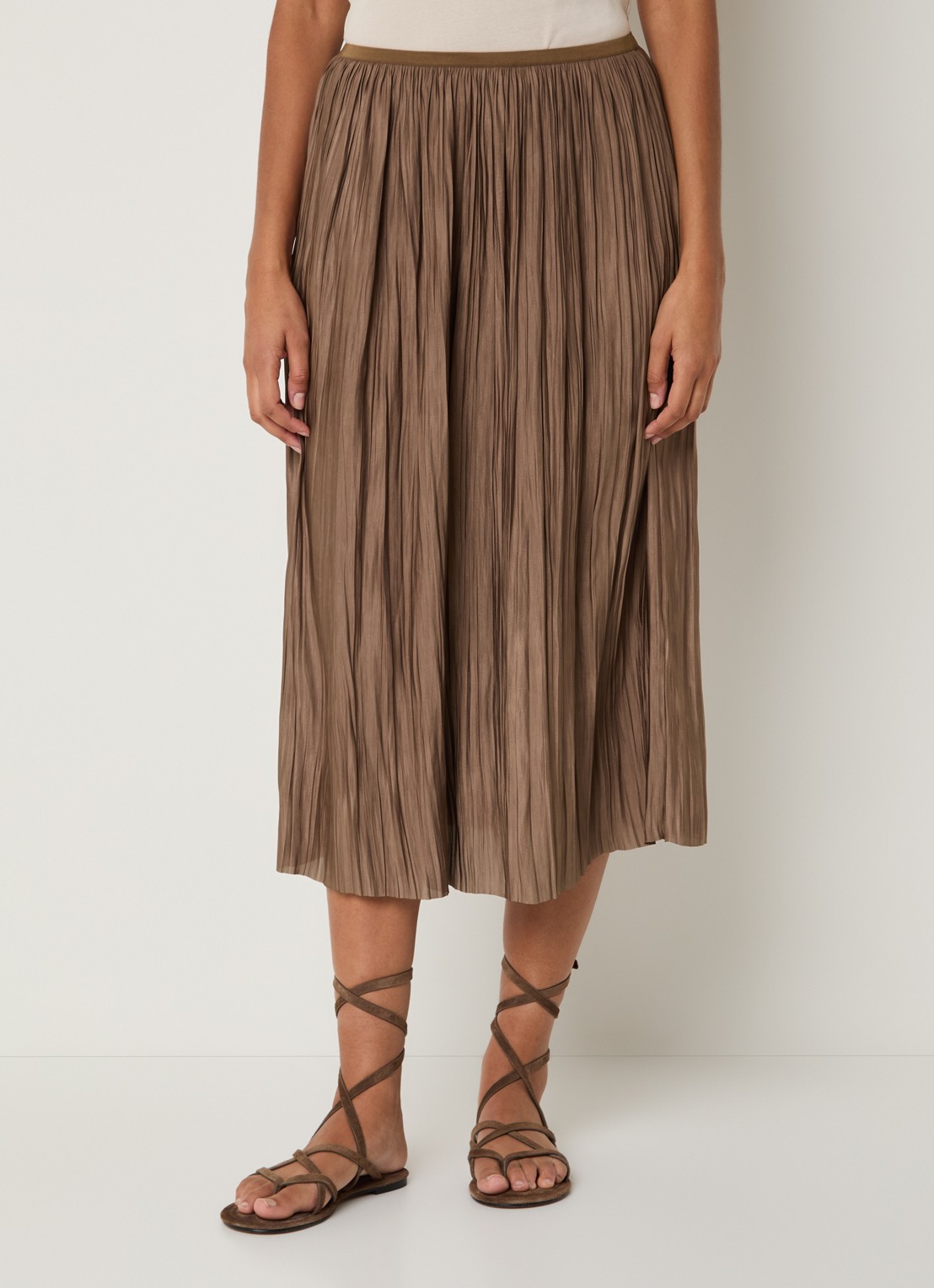 Gerard Darel Jocelyne midi rok met plissé - detail 3 bruin