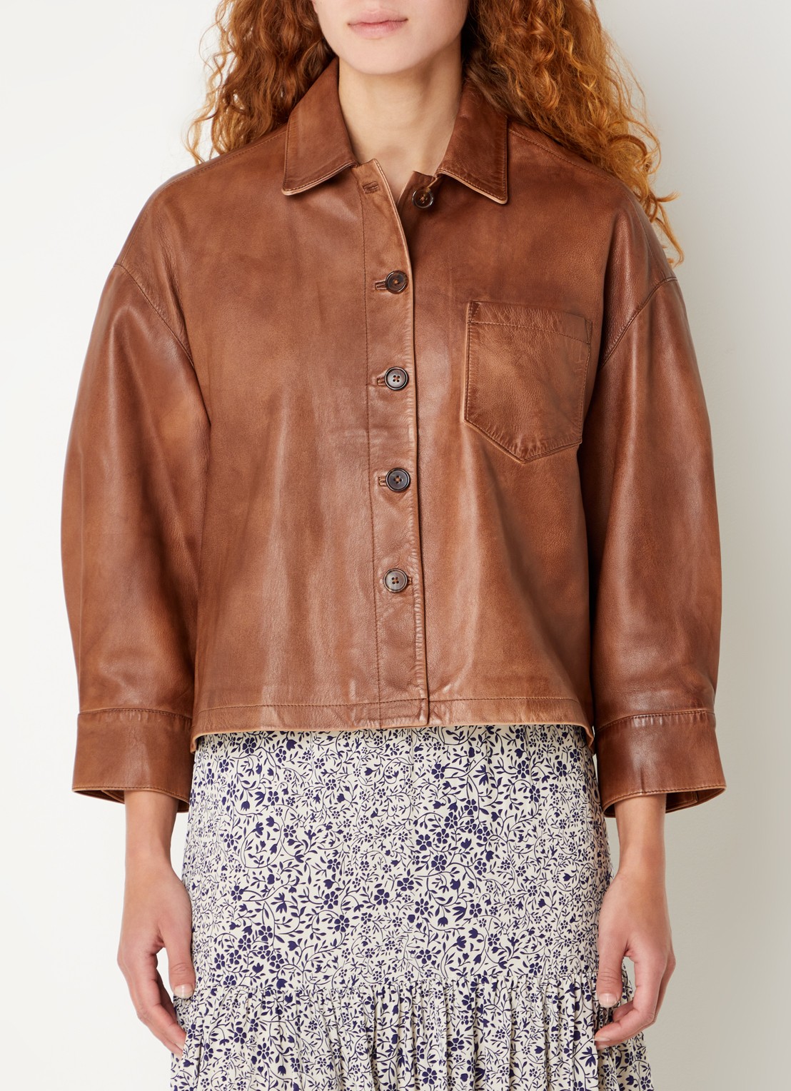 Gerard Darel Jocya jack van lamsleer met borstzak - detail 4 bruin