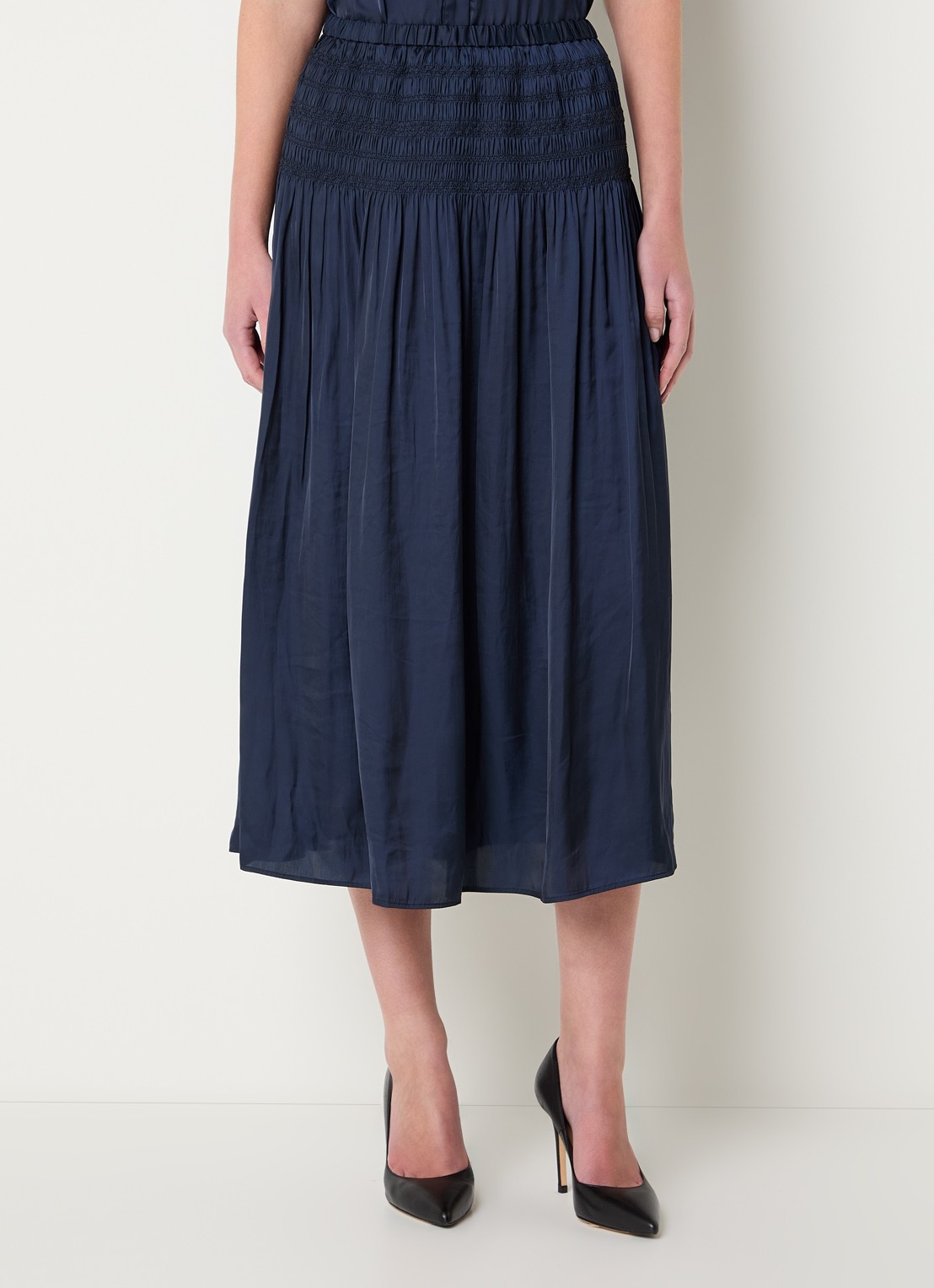 Gerard Darel Jolie midi rok van satijn  - detail 3 donkerblauw