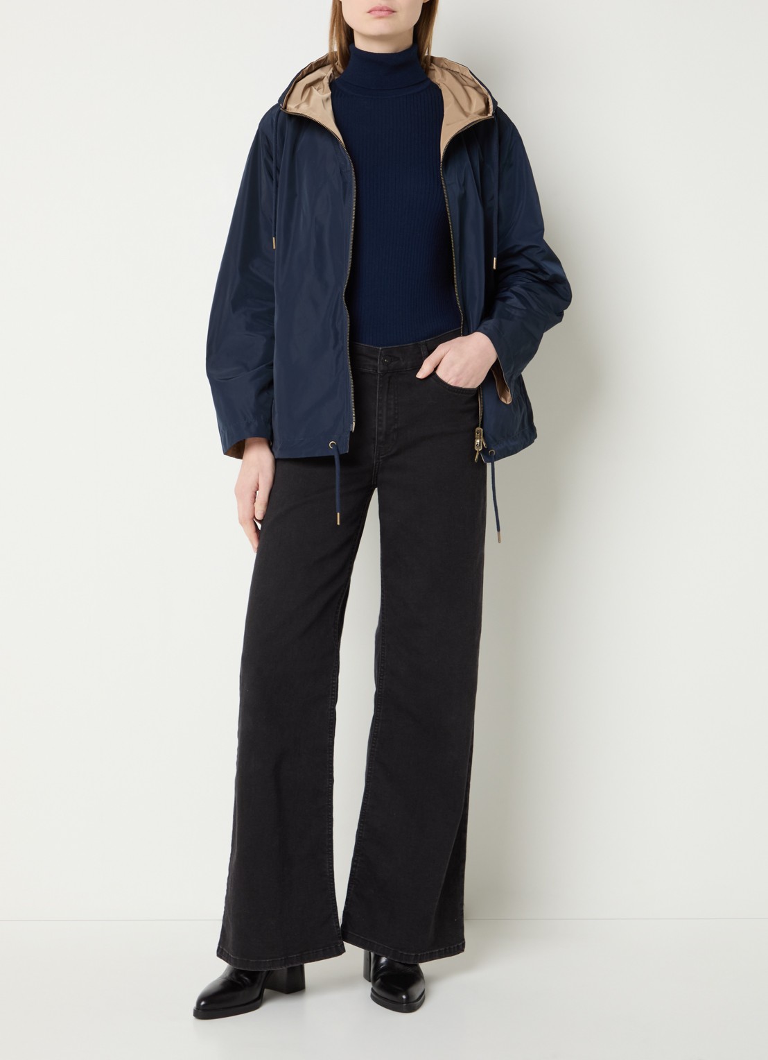 Gerard Darel Jordane reversible jack met capuchon - voorkant 3 donkerblauw