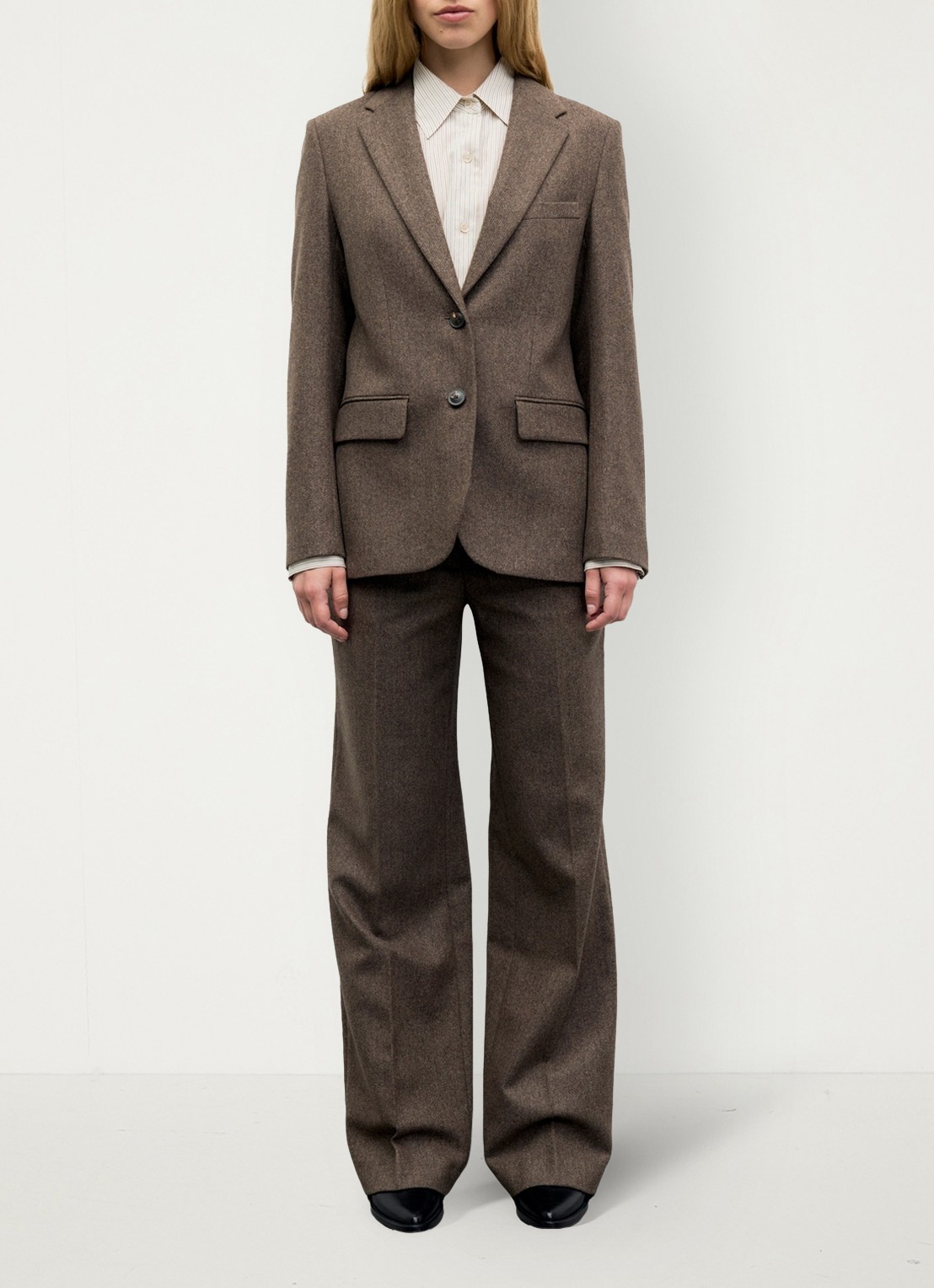 Gerard Darel Jov blazer in wolblend met grafische print - voorkant 5 bruin