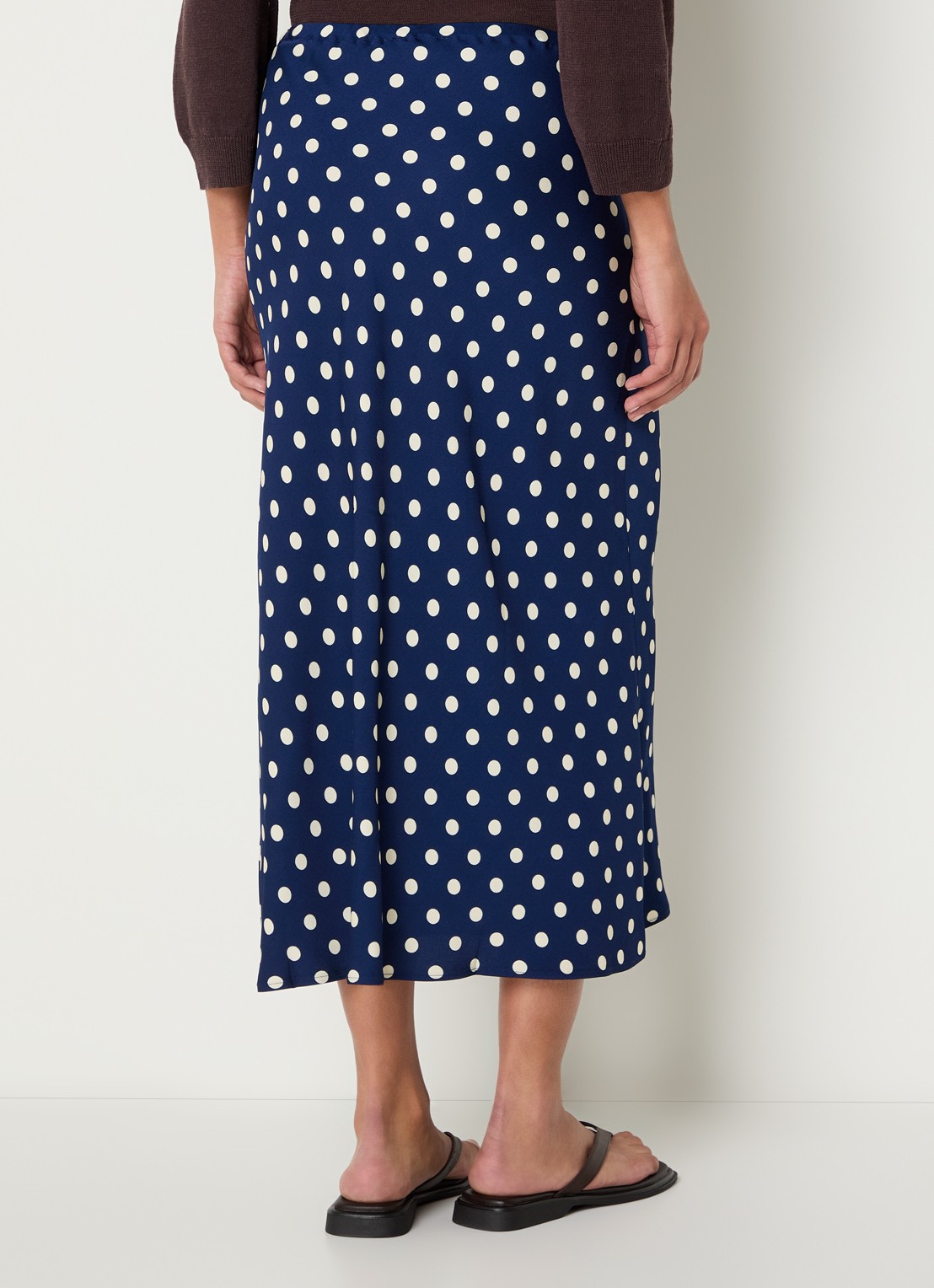 Gerard Darel Jovana midi rok met stippenprint - achterkant 4 donkerblauw
