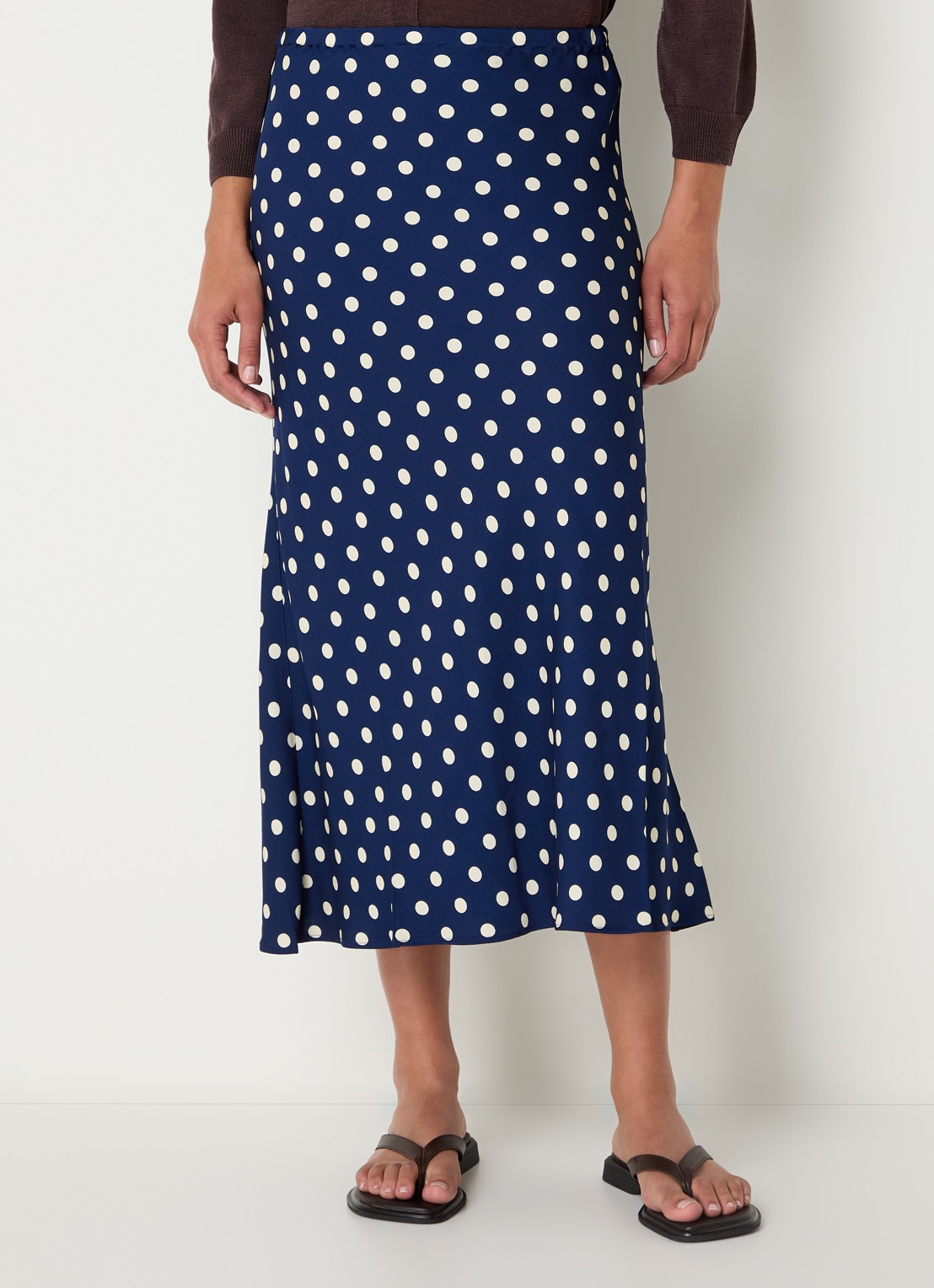 Gerard Darel Jovana midi rok met stippenprint - detail donkerblauw