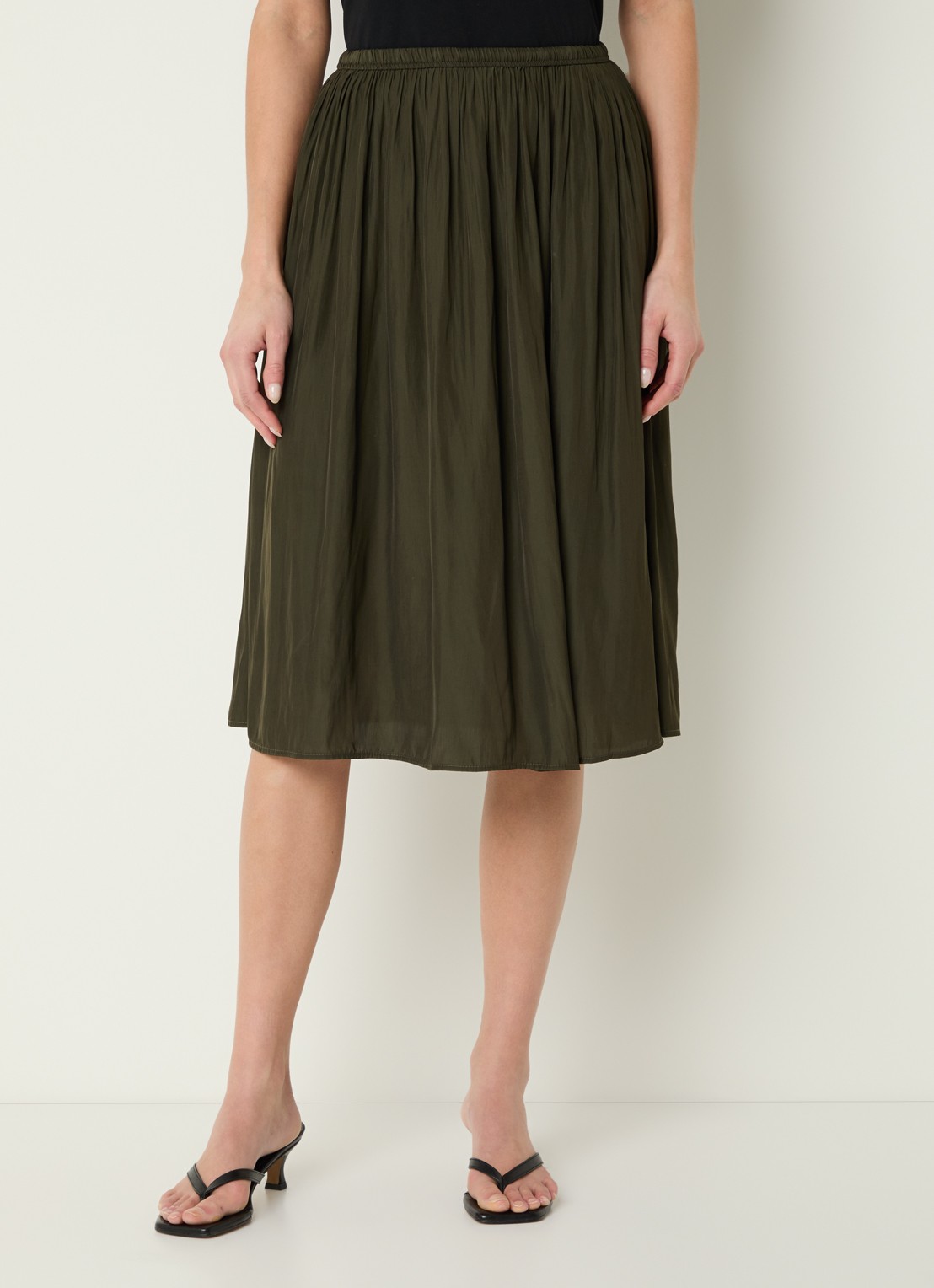 Gerard Darel Juliah midi rok met elastische band - detail bronsgroen