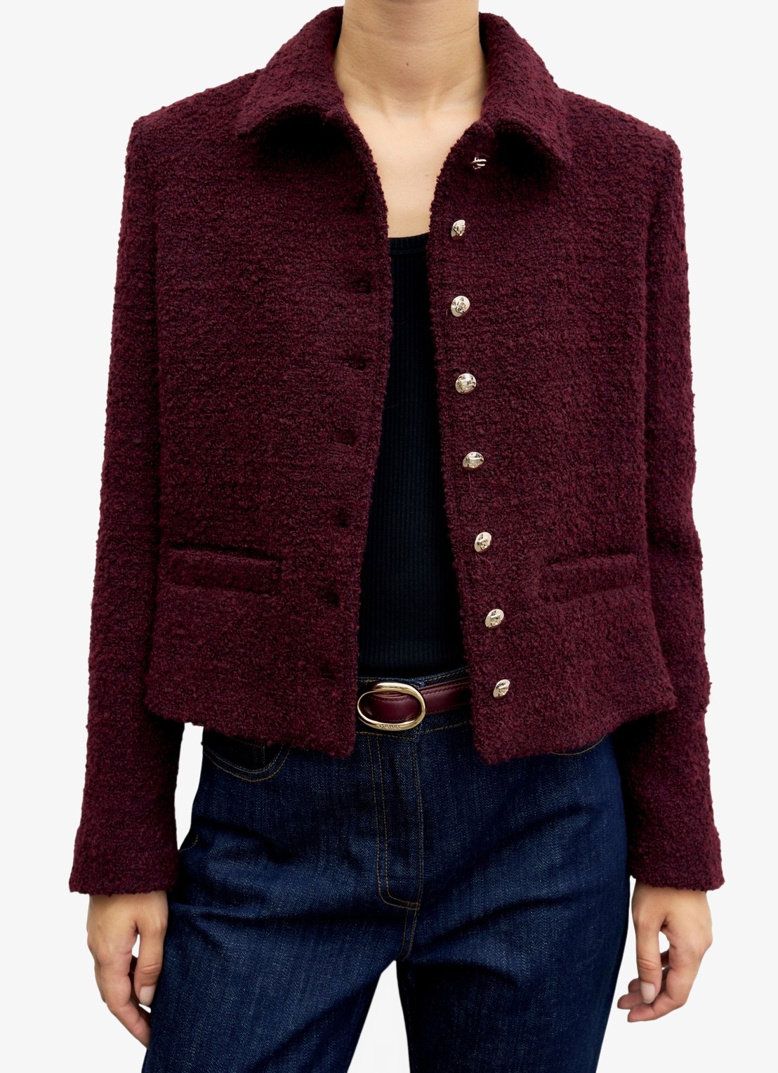 Gerard Darel Julie jack in wolblend - detail 4 bordeauxrood