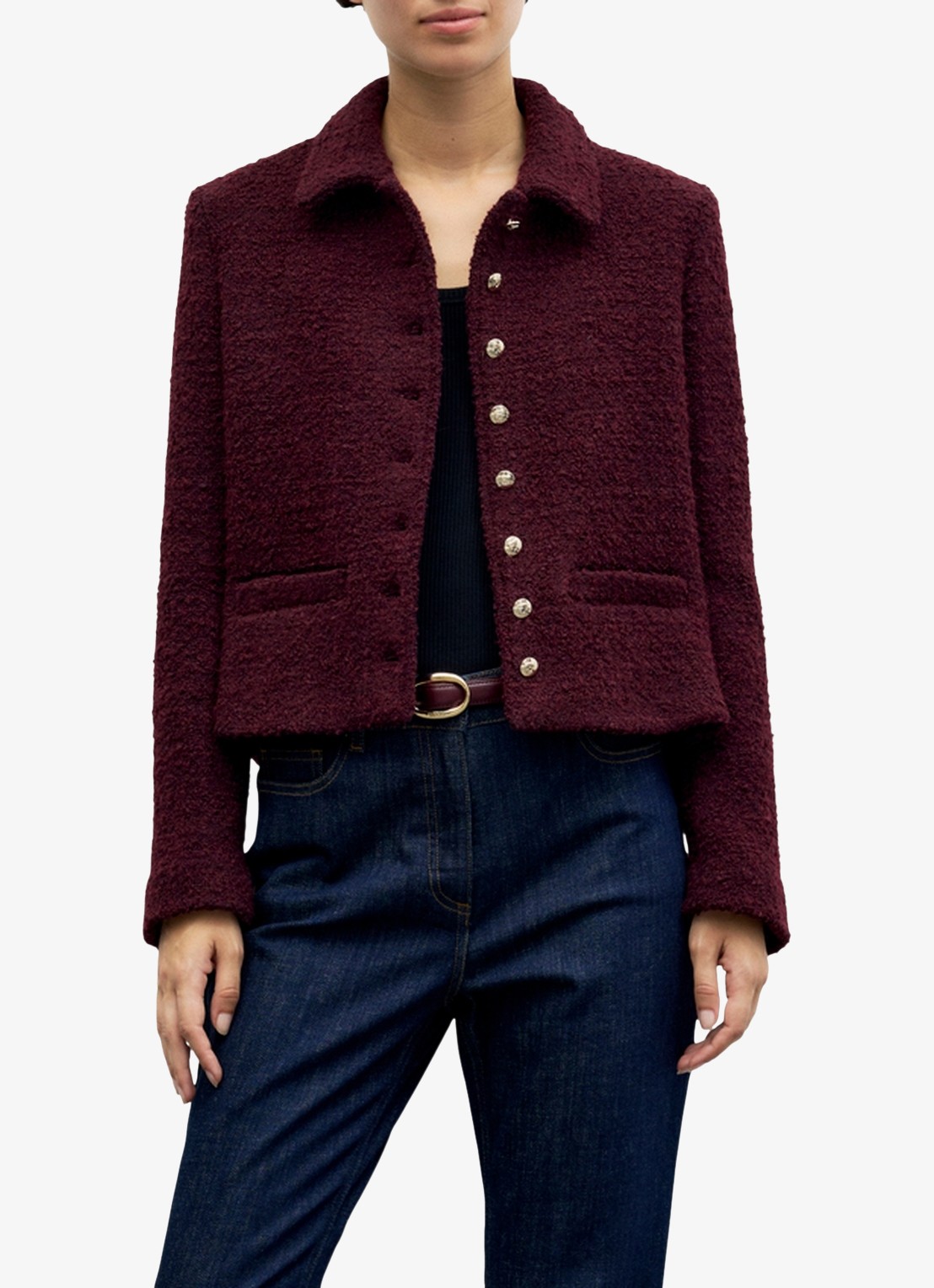 Gerard Darel Julie jack in wolblend - detail 5 bordeauxrood