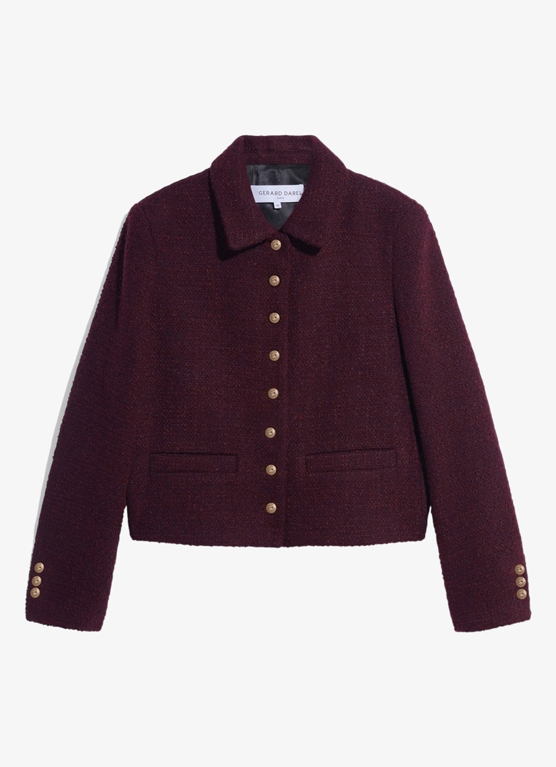Gerard Darel Julie jack in wolblend - voorkant bordeauxrood