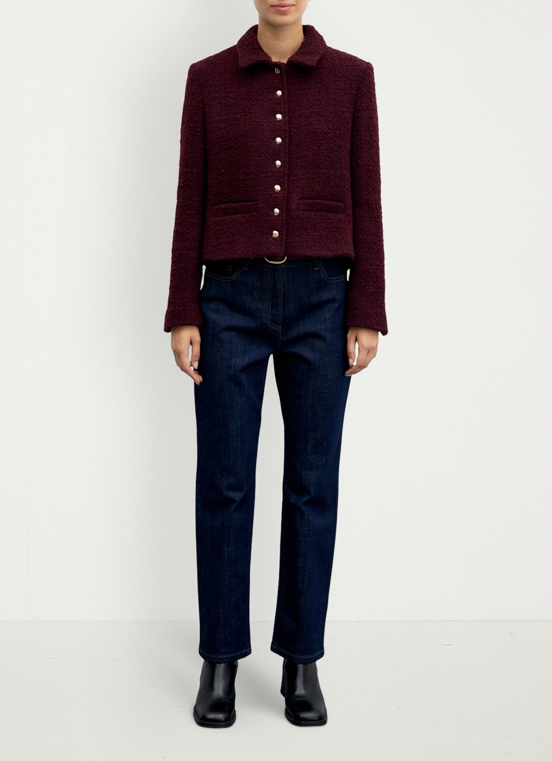 Gerard Darel Julie jack in wolblend - voorkant 2 bordeauxrood