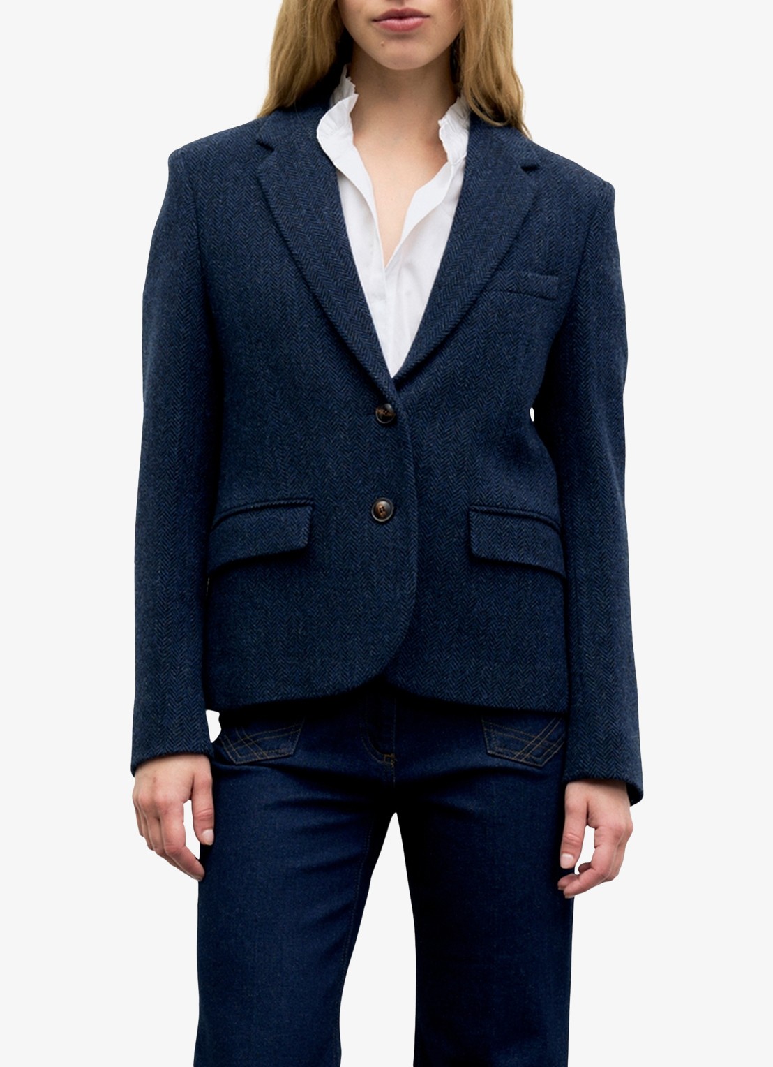 Gerard Darel Juliet blazer van wol - detail donkerblauw
