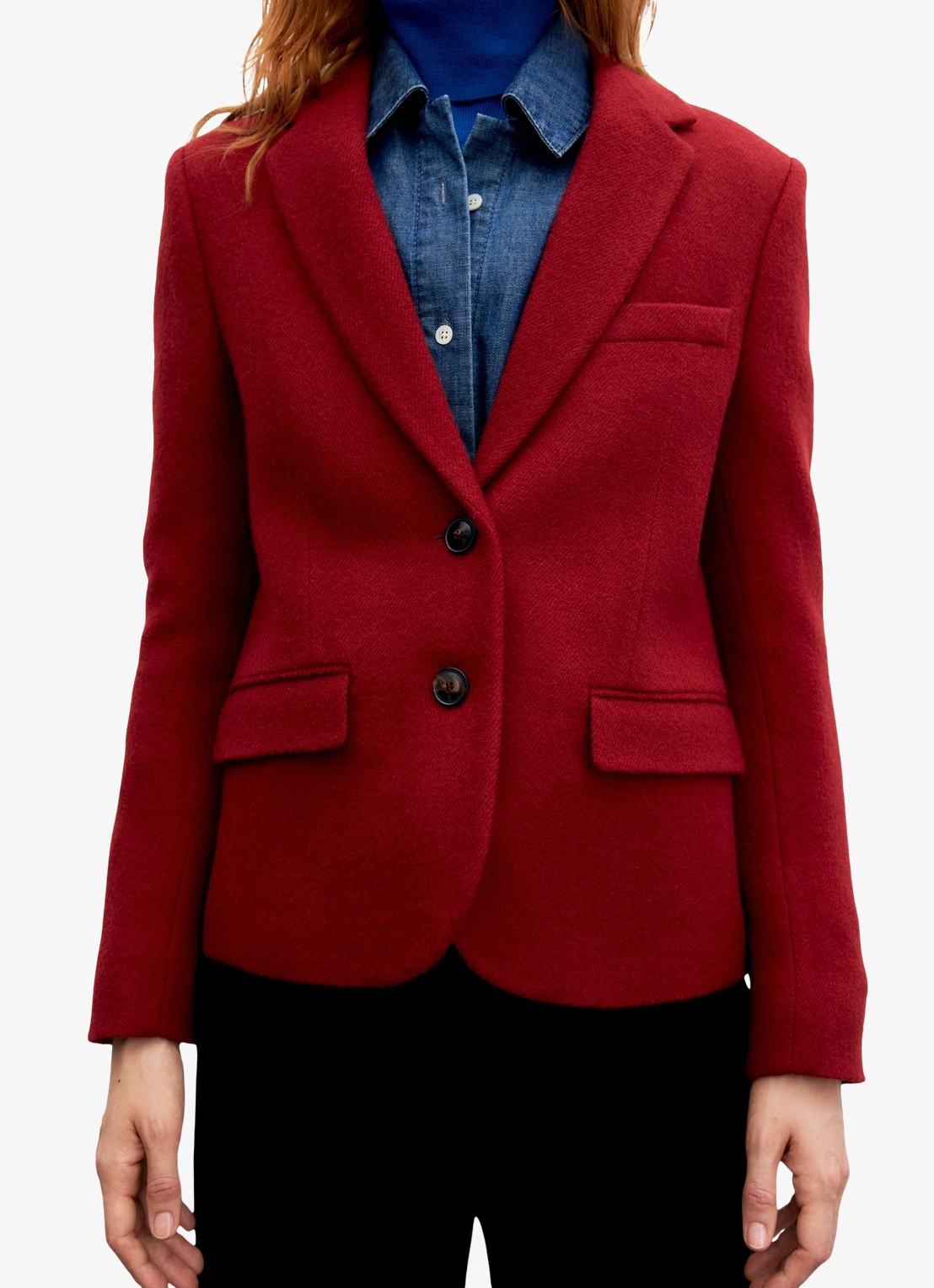 Gerard Darel Julis jack van wol met klepzakken - detail 4 steenrood