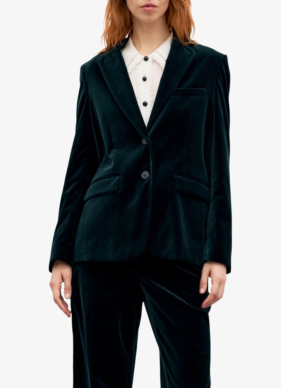 Gerard Darel Jyna blazer van fluweel met klepzakken - detail 2 groen