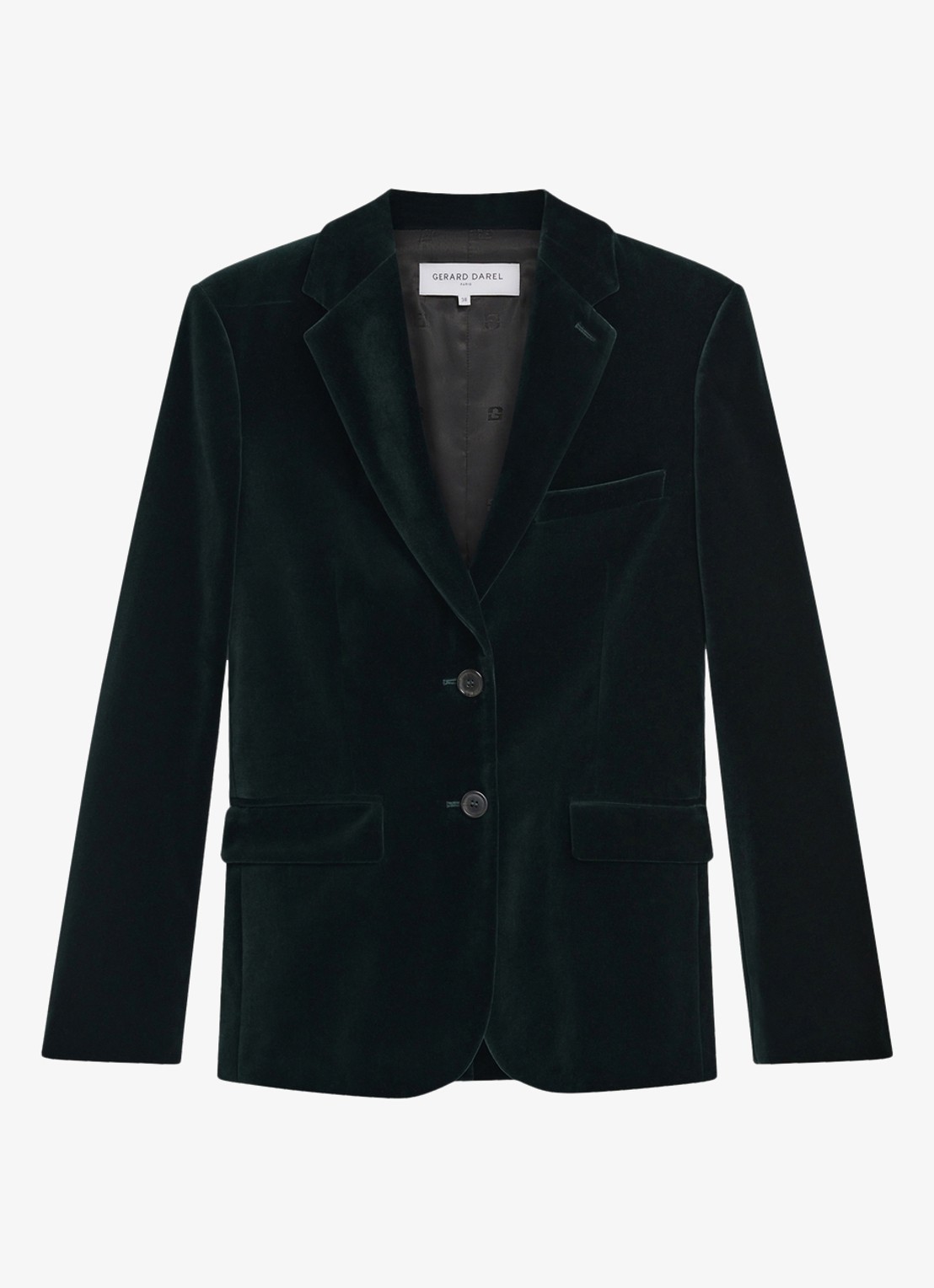Gerard Darel Jyna blazer van fluweel met klepzakken - voorkant 4 groen