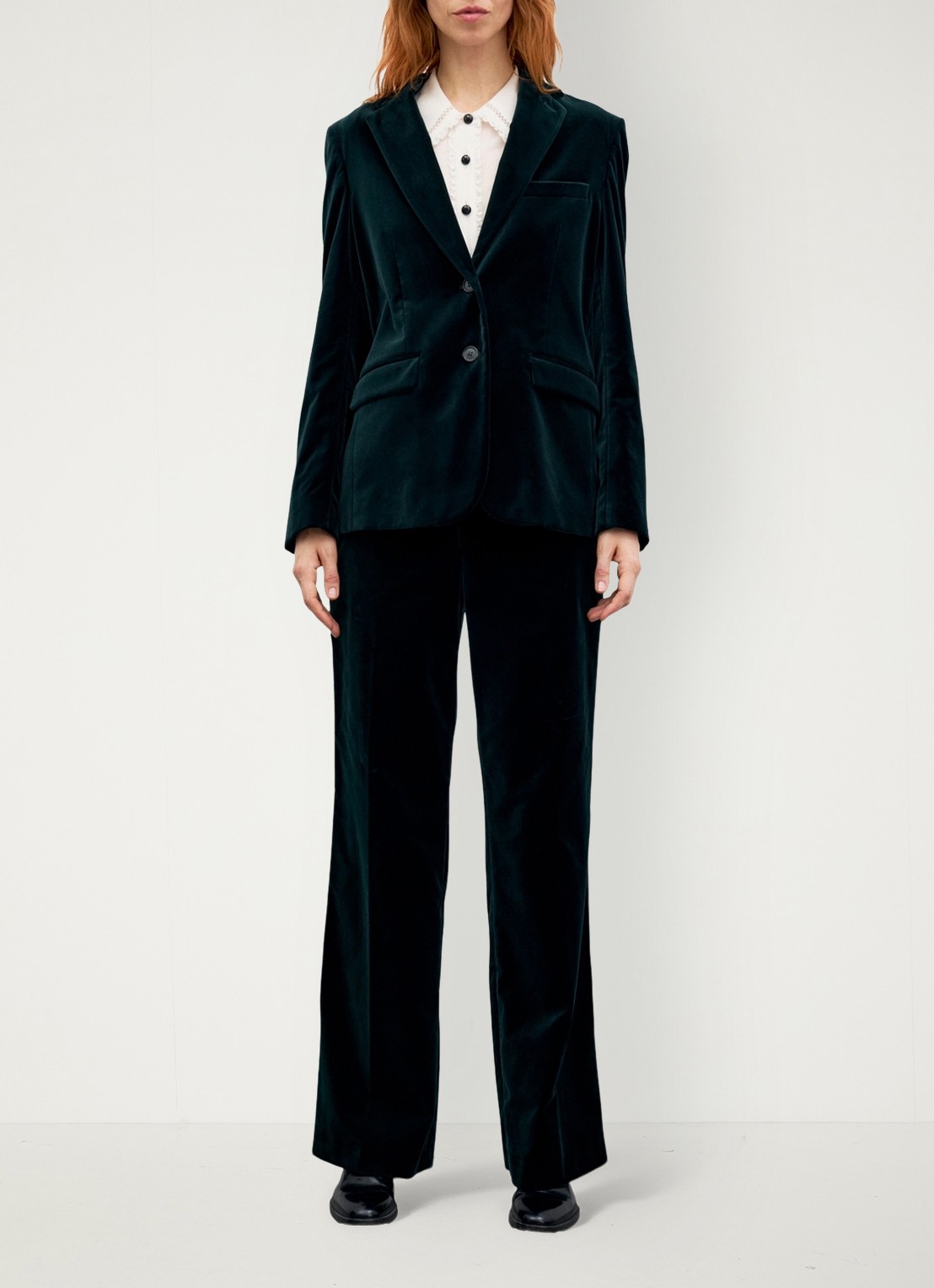 Gerard Darel Jyna blazer van fluweel met klepzakken - voorkant 5 groen