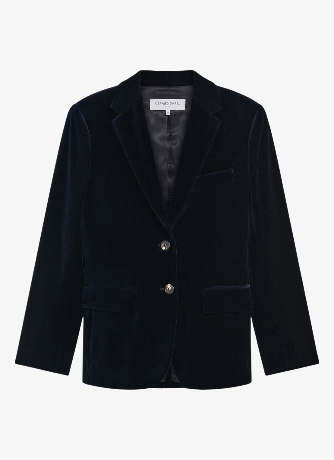 Gerard Darel Jyna blazer van fluweel met klepzakken - voorkant donkerblauw