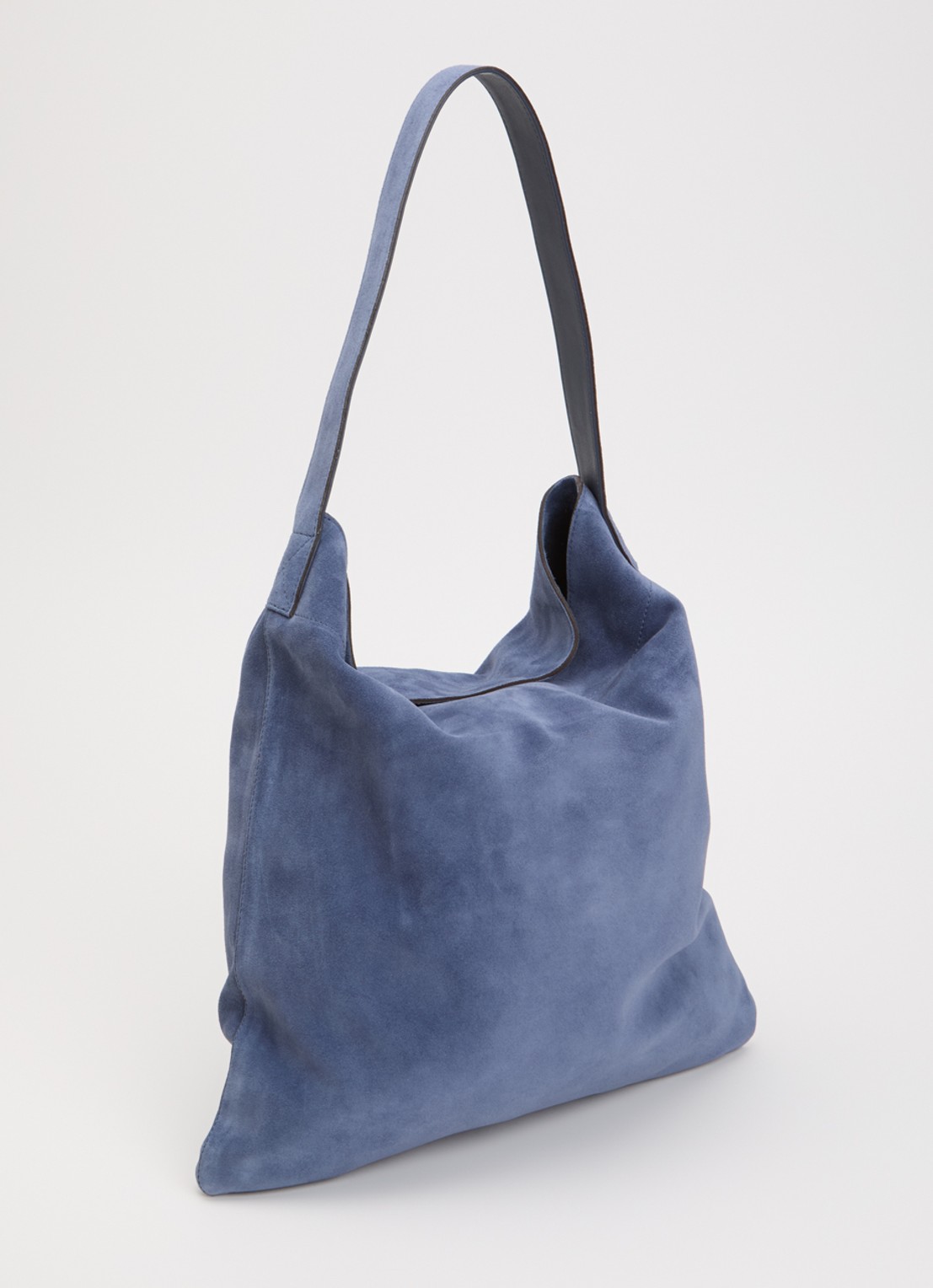 Gerard Darel Lady GD shopper van suède met logo - achterkant 4 staalblauw