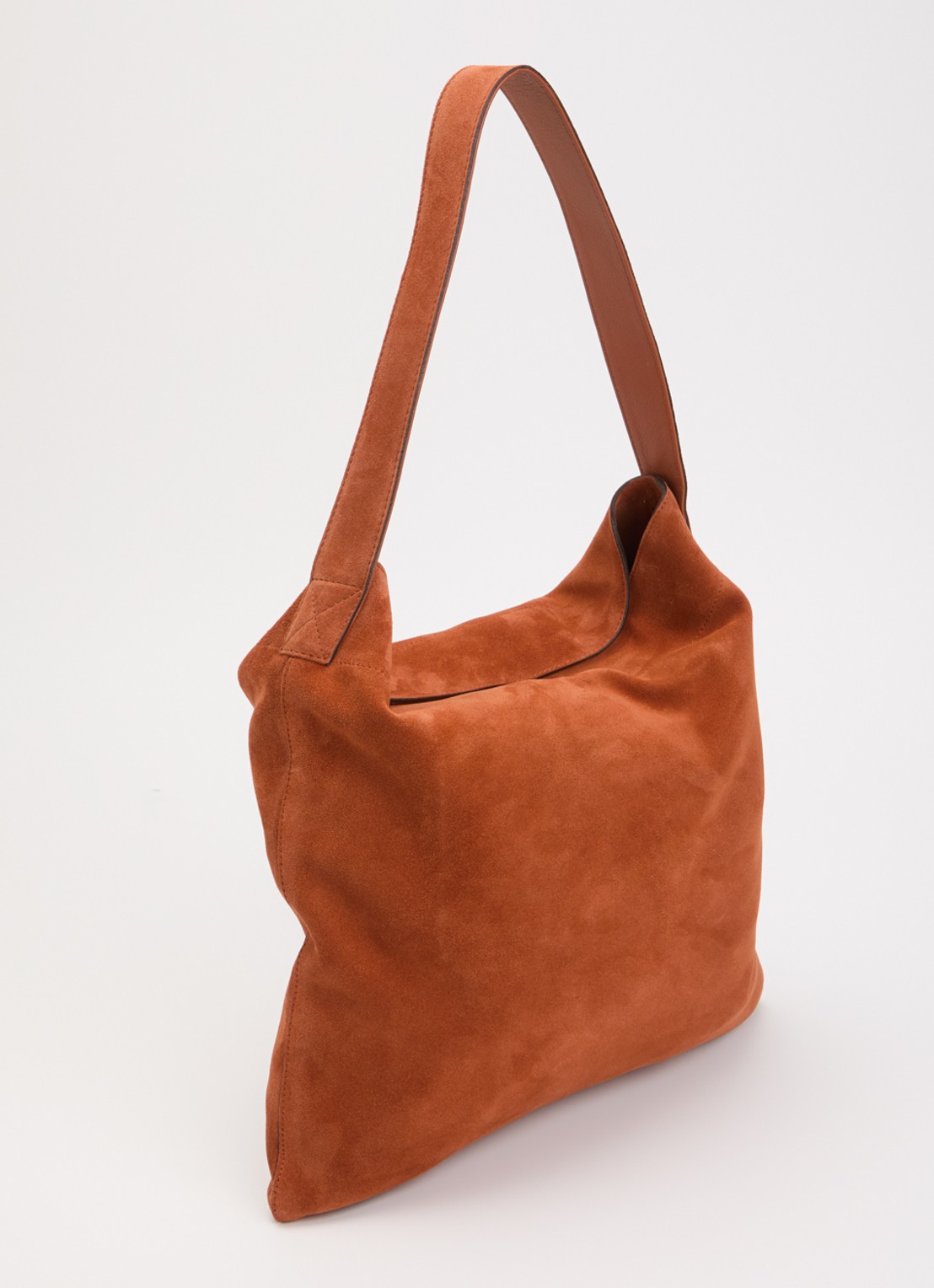Gerard Darel Lady GD shopper van suède met logo - achterkant 2 oranjebruin