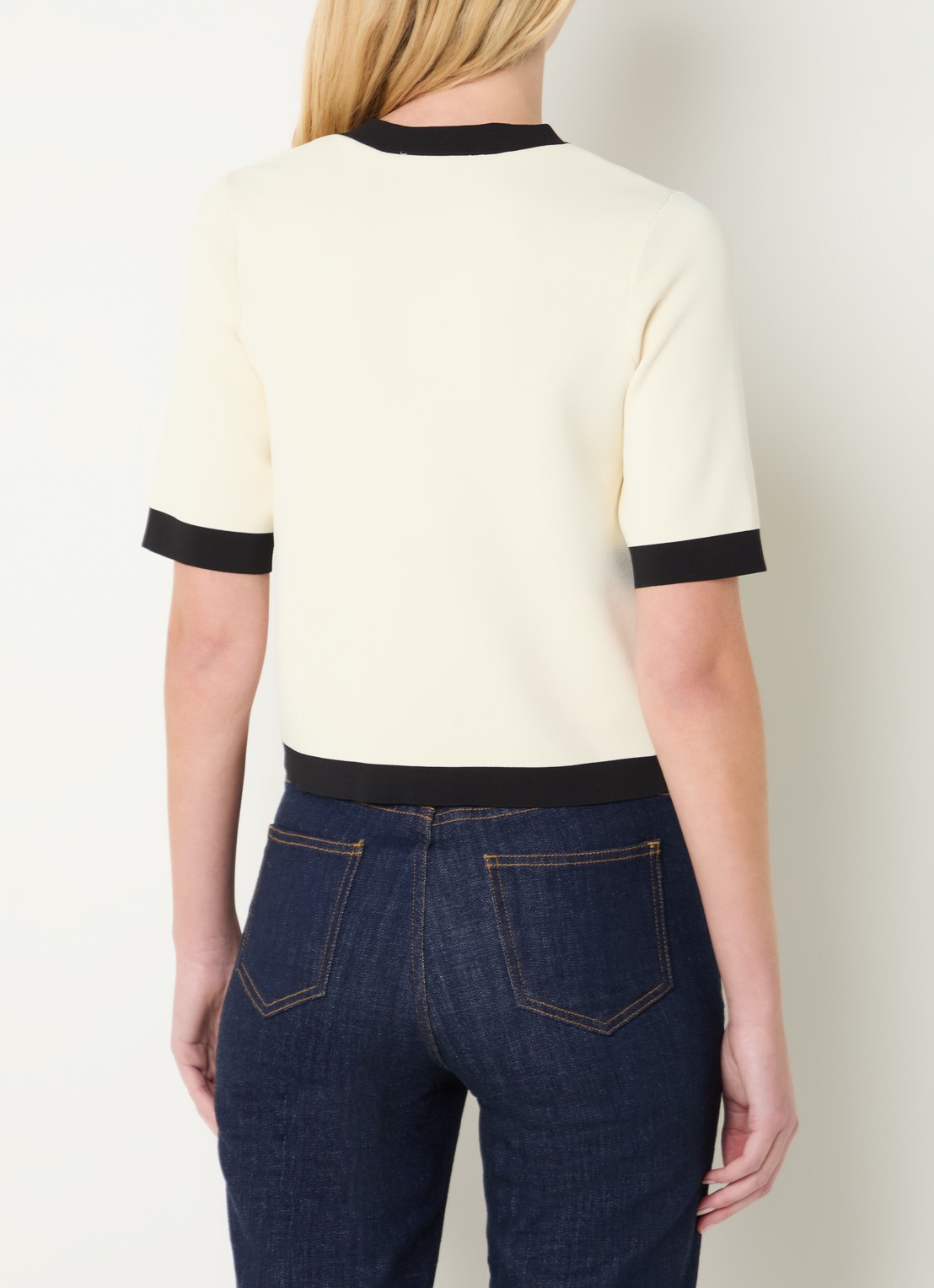 Gerard Darel Laila fijngebreid vest met ronde hals - achterkant creme