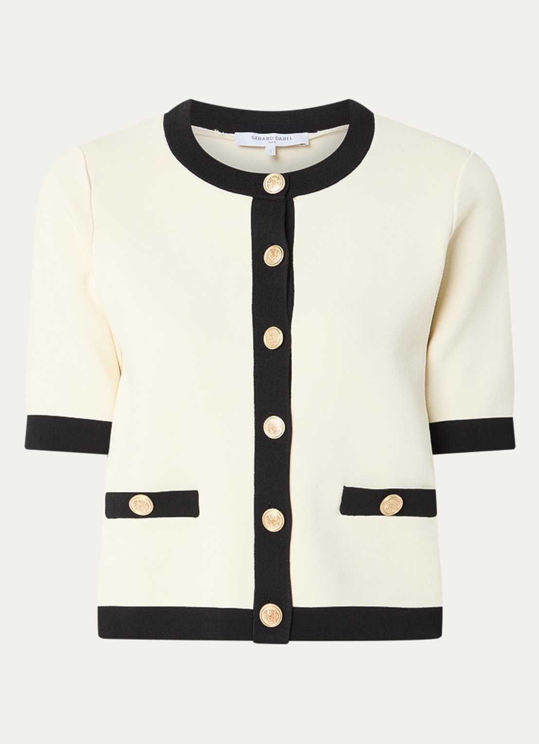 Gerard Darel Laila fijngebreid vest met ronde hals - voorkant 2 creme