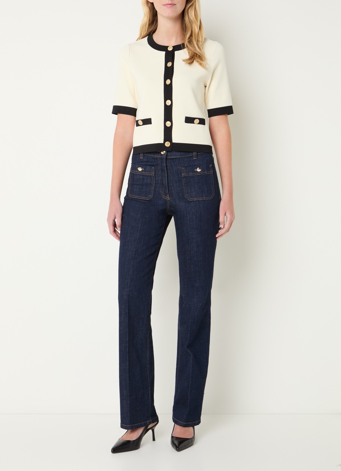 Gerard Darel Laila fijngebreid vest met ronde hals - voorkant 3 creme