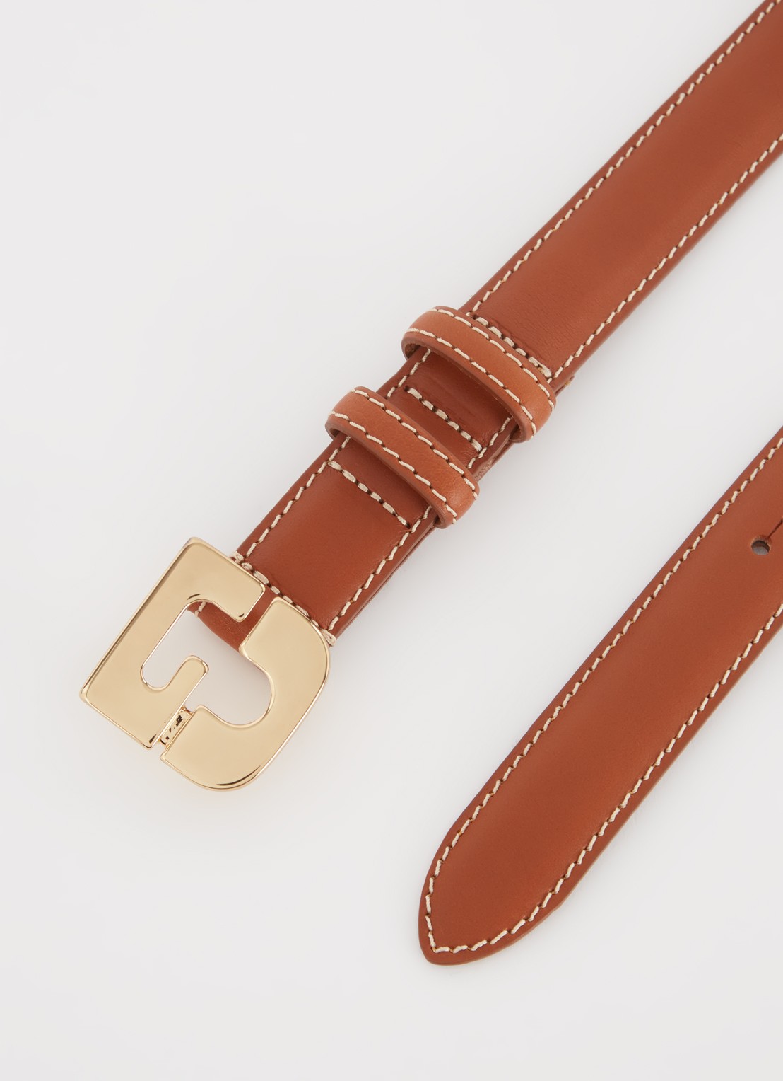 Gerard Darel Lauren riem van leer met logo  - detail 2 roestbruin