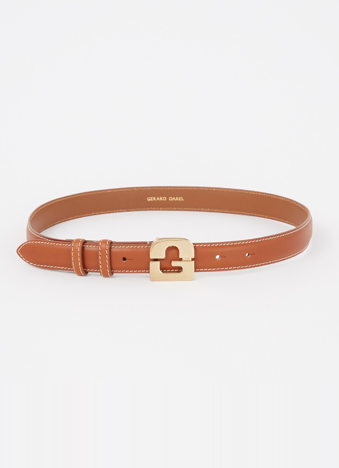 Gerard Darel Lauren riem van leer met logo  - voorkant roestbruin