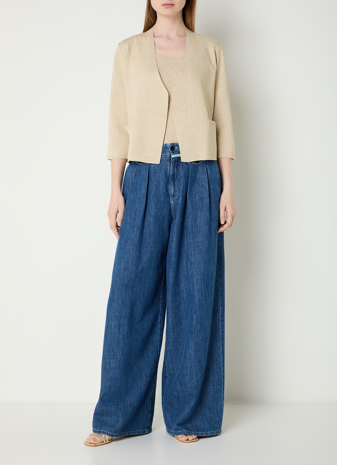 Gerard Darel Lavina openvallend vest met lurex - voorkant 4 beige