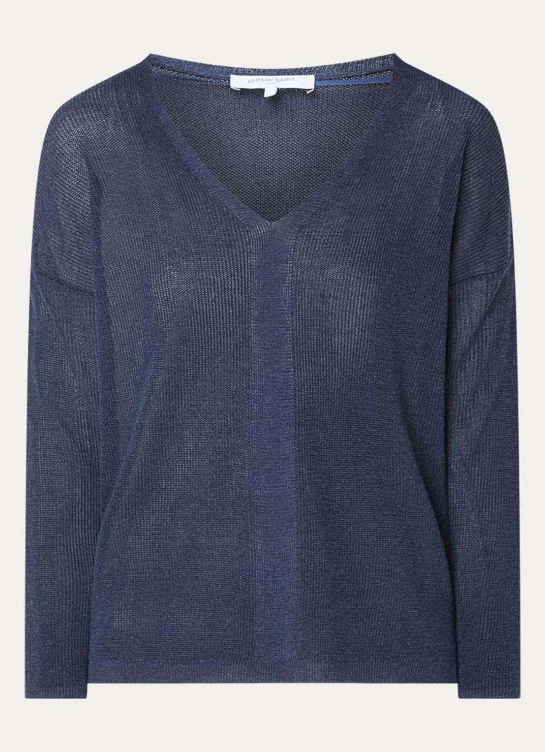 Gerard Darel Layla fijngebreide semi-transparante trui  - voorkant 2 donkerblauw