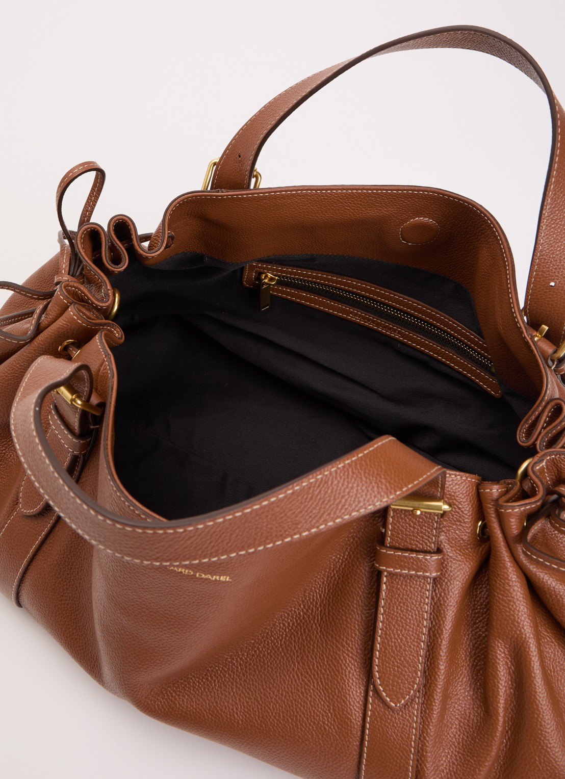 Gerard Darel LE 24H handtas van leer met afneembare schouderriem  - detail roodbruin