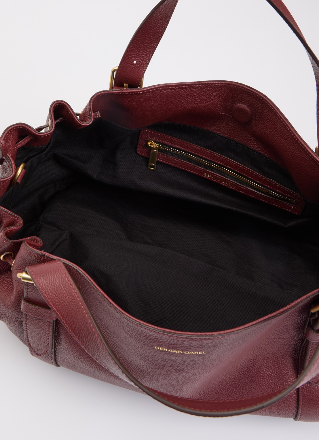 Gerard Darel Le 24H handtas van leer met afneembare schouderriem - detail 2 bordeauxrood