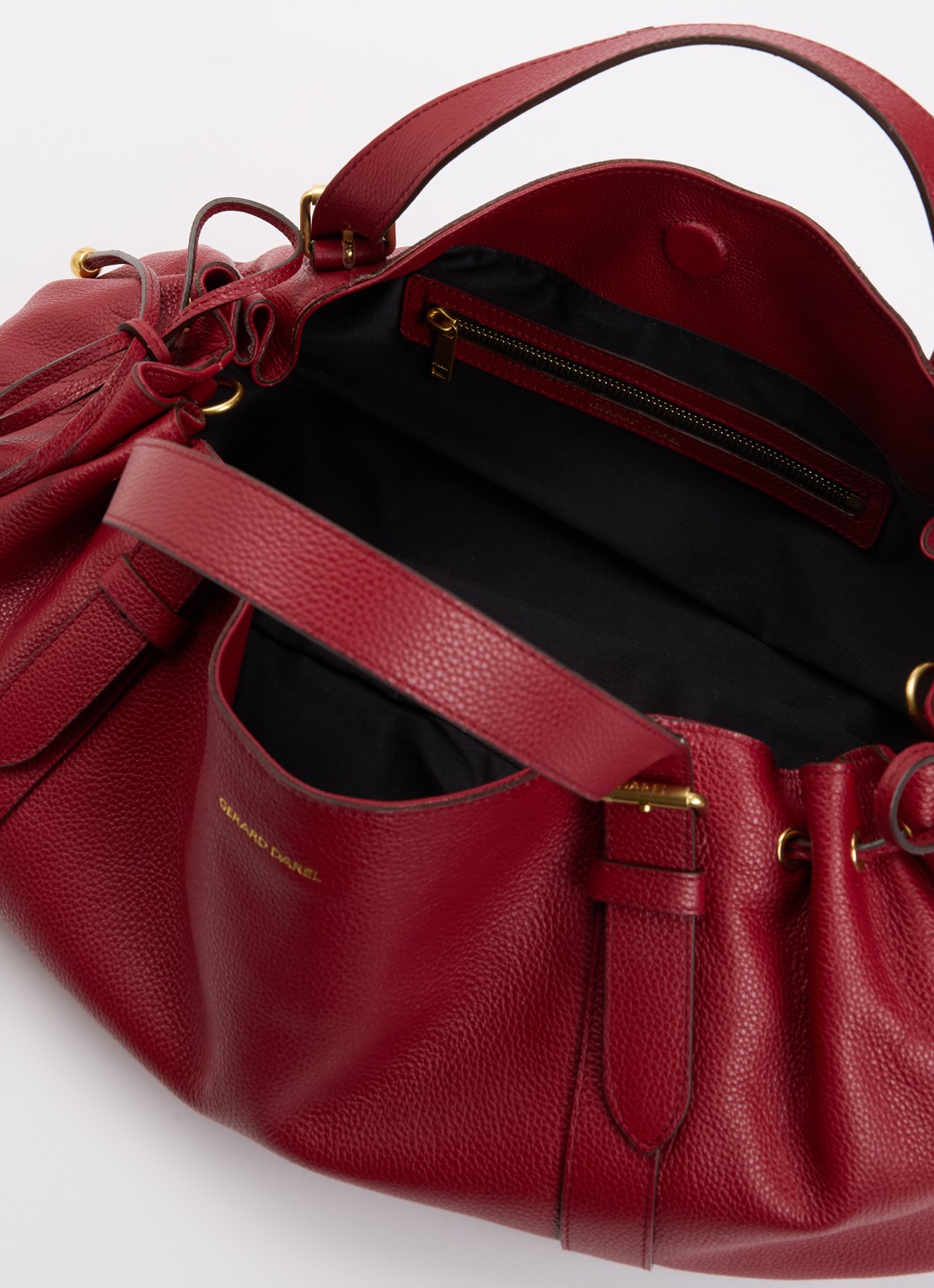 Gerard Darel Le 24H handtas van leer met afneembare schouderriem - detail 2 donkerrood