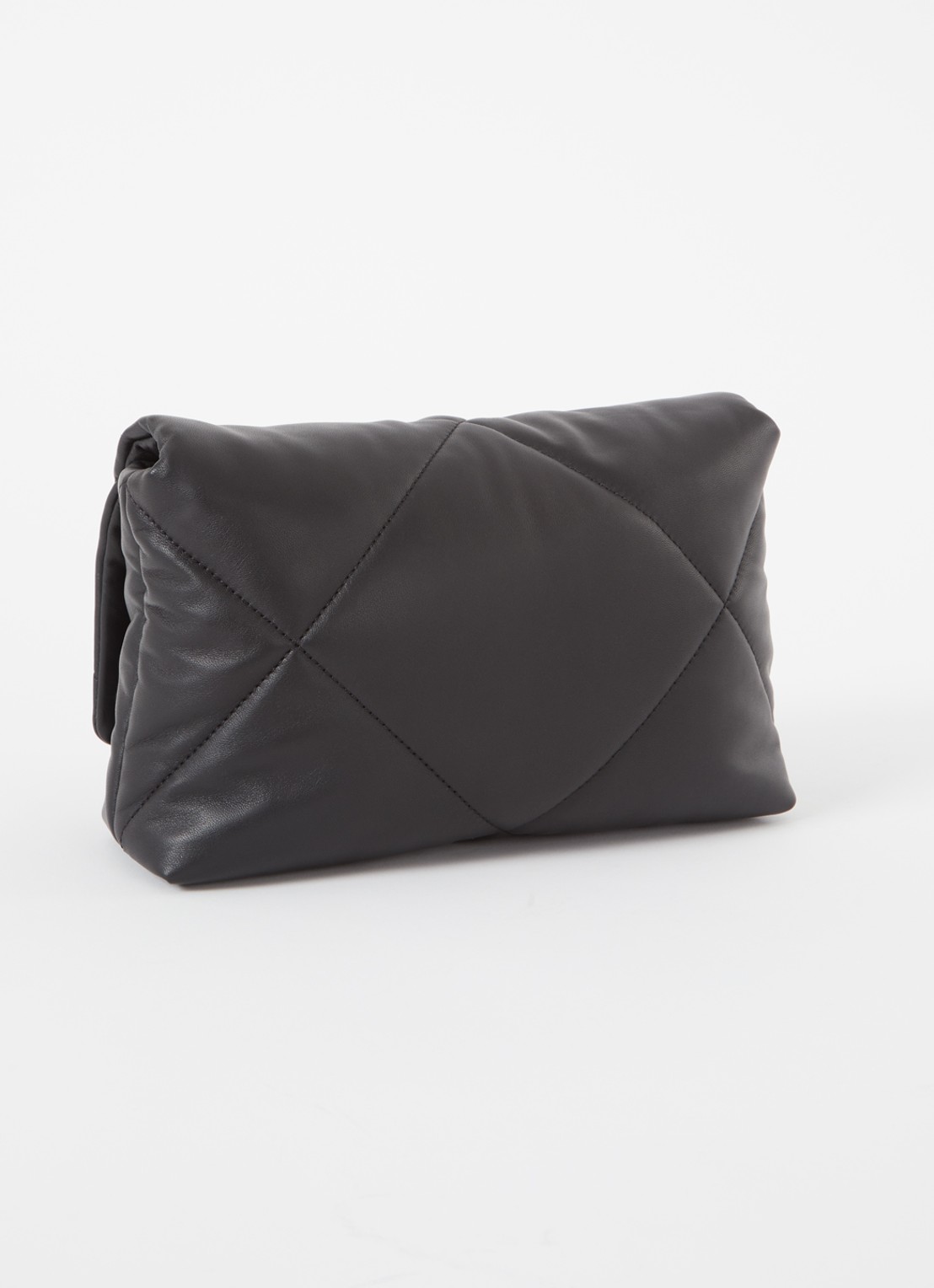 Gerard Darel Le Fanny clutch van quilted lamsleer met afneembare schouderriem - achterkant zwart