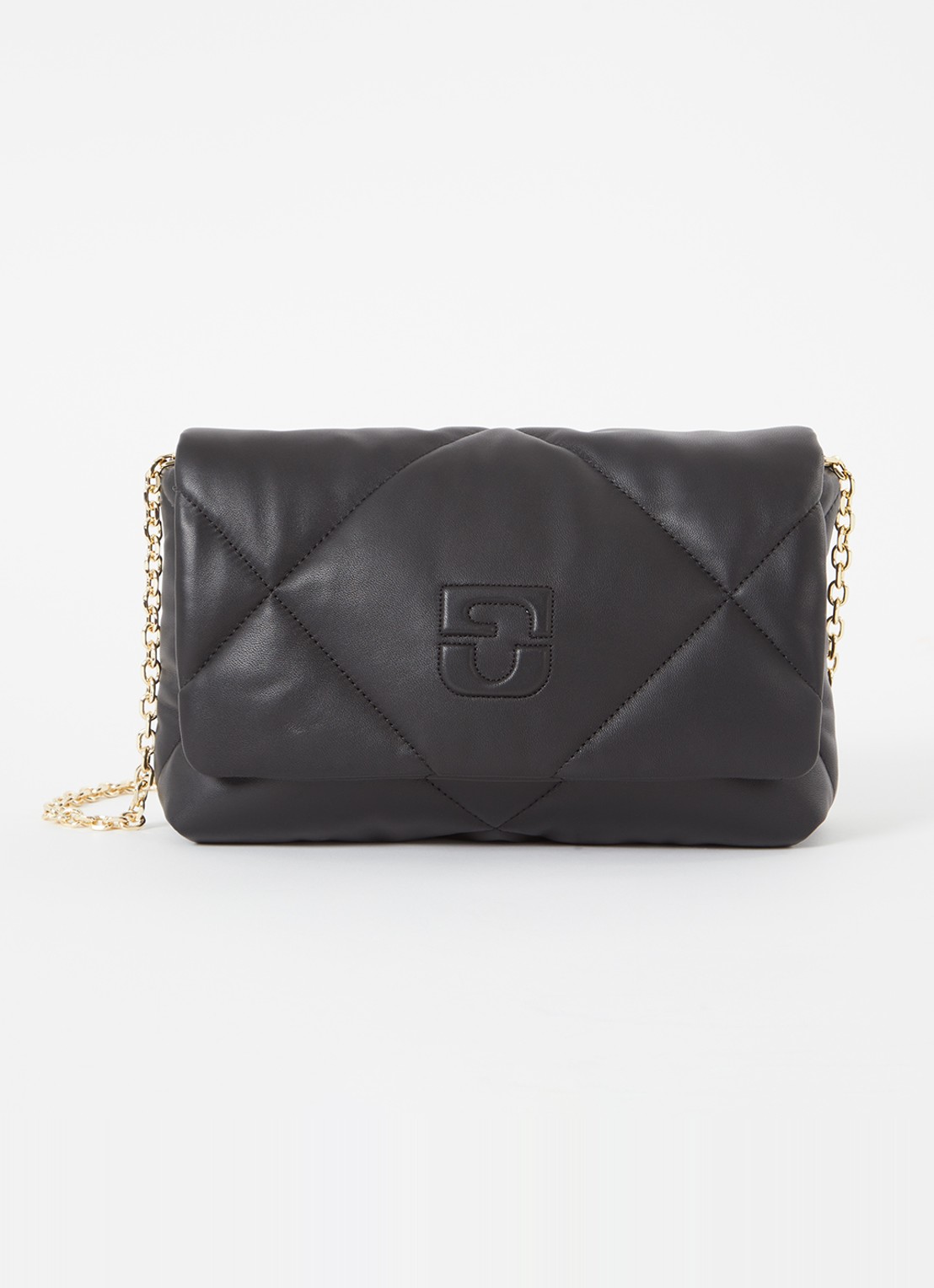 Gerard Darel Le Fanny clutch van quilted lamsleer met afneembare schouderriem - voorkant 2 zwart