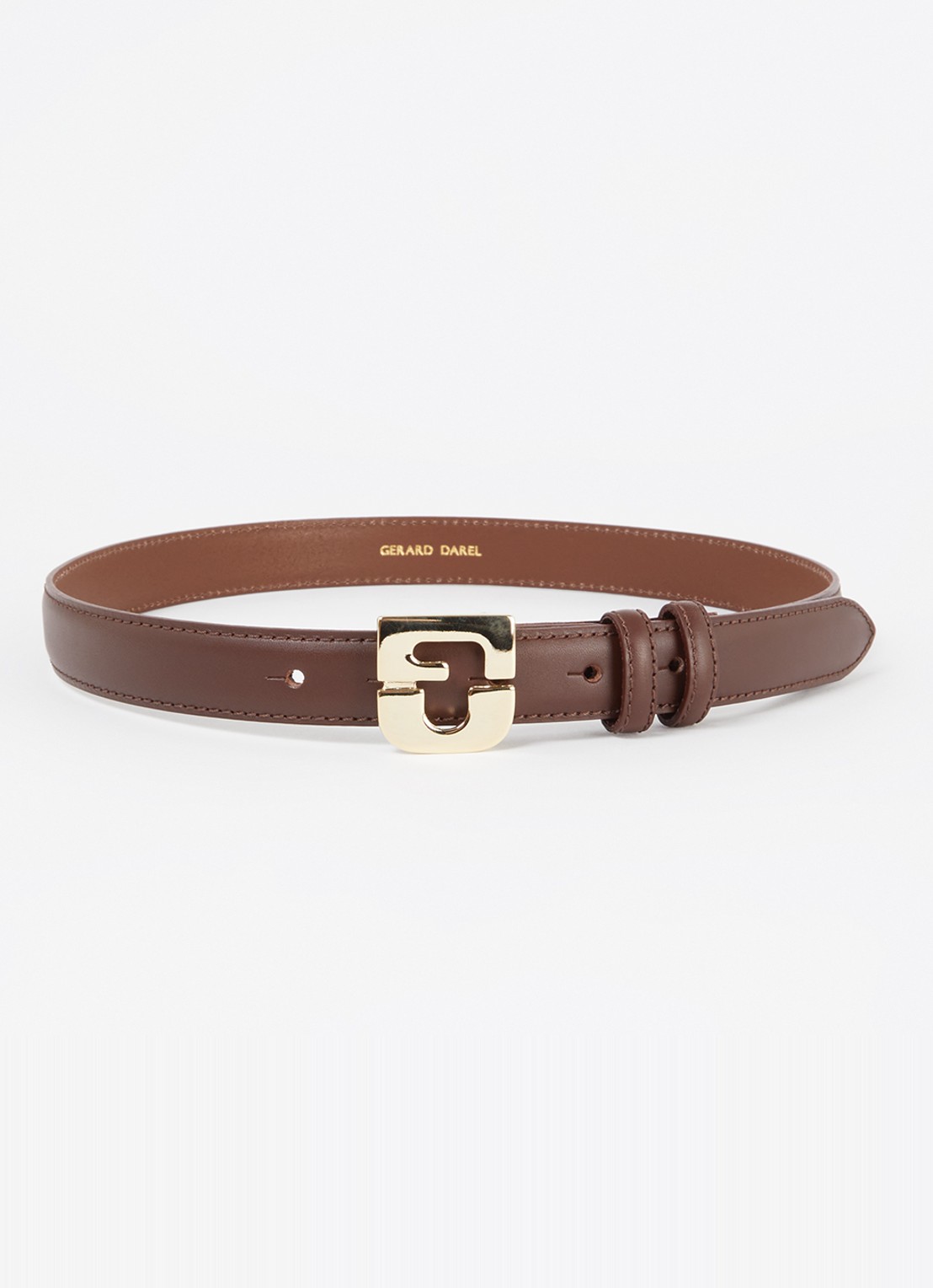 Gerard Darel Le Lauren riem van leer met logo - voorkant 2 hazelnootbruin
