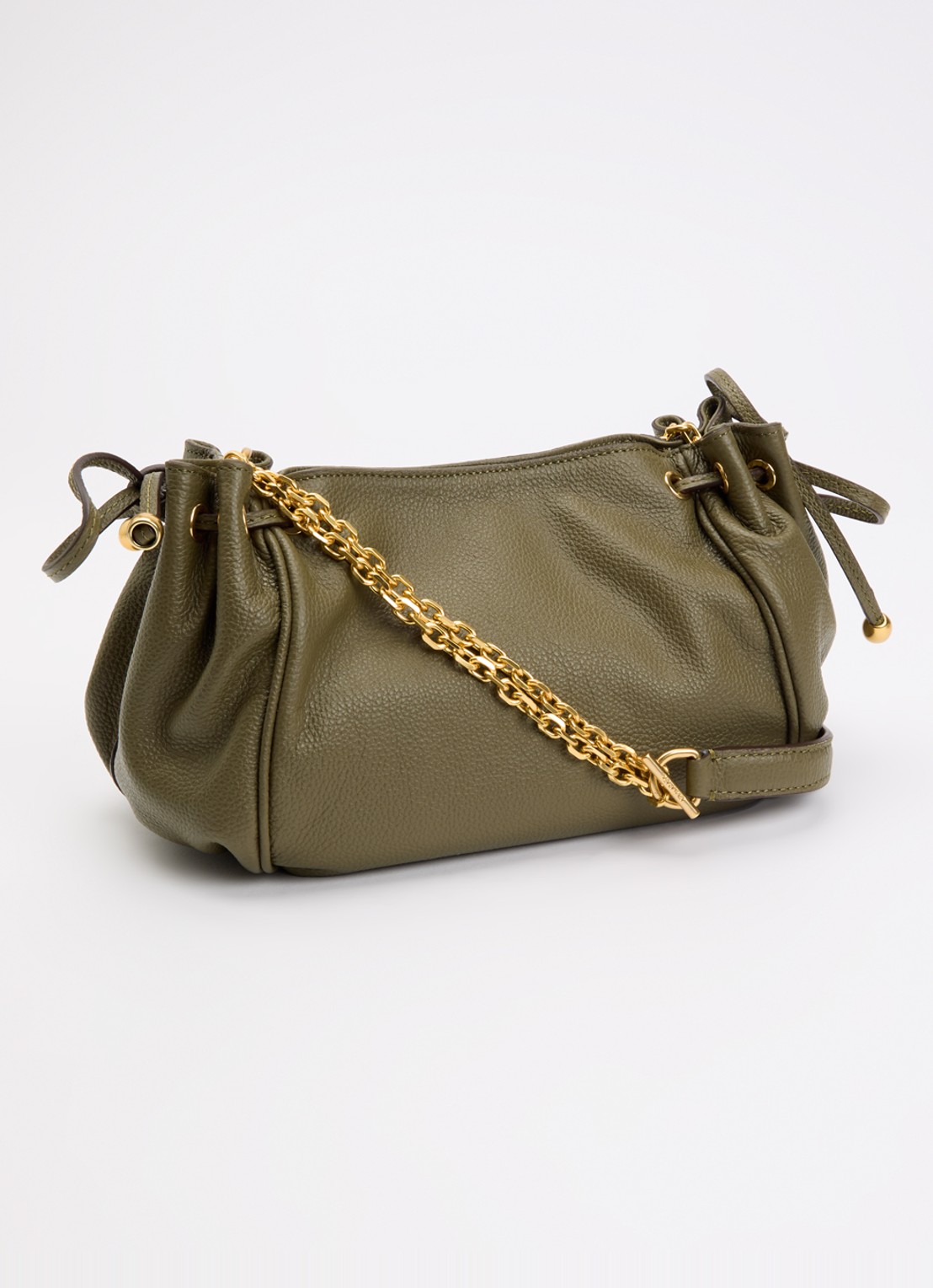 Gerard Darel Le mini 24 clutch van leer met afneembare schouderriem  - achterkant 2 legergroen