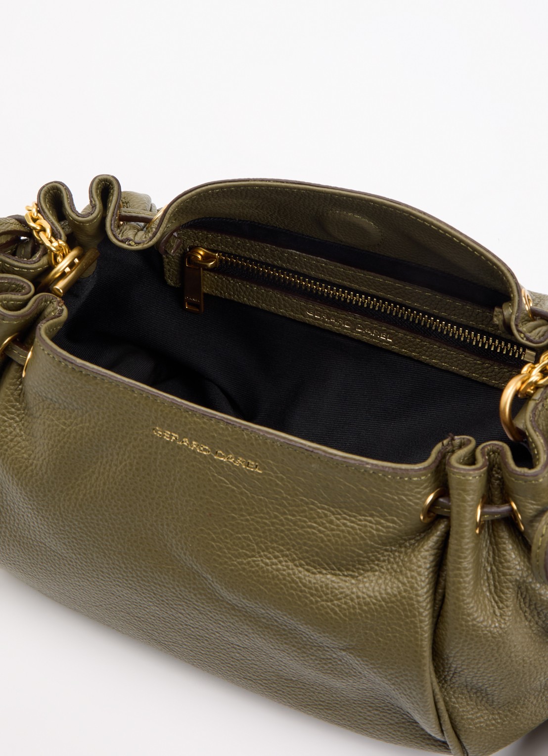 Gerard Darel Le mini 24 clutch van leer met afneembare schouderriem  - detail 3 legergroen