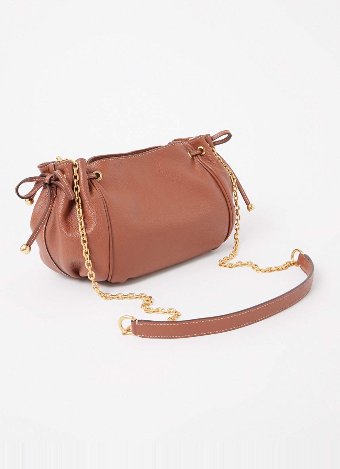 Gerard Darel Le Mini 24 crossbodytas van leer - achterkant 2 oranjebruin