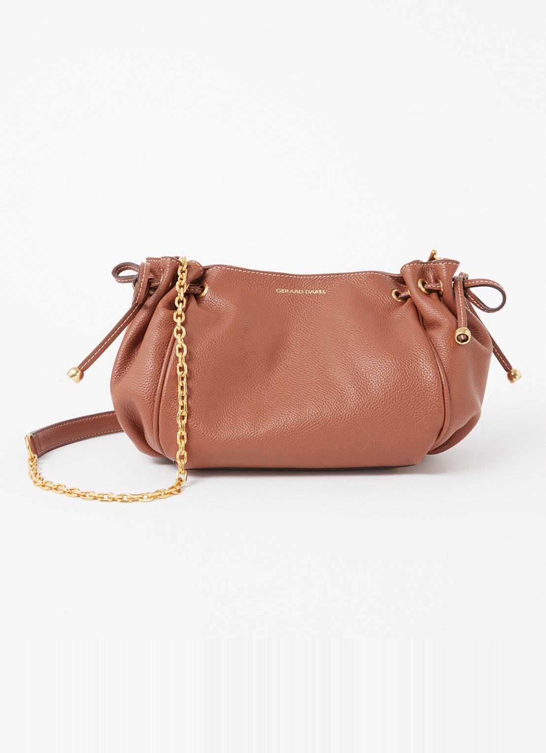 Gerard Darel Le Mini 24 crossbodytas van leer - voorkant oranjebruin
