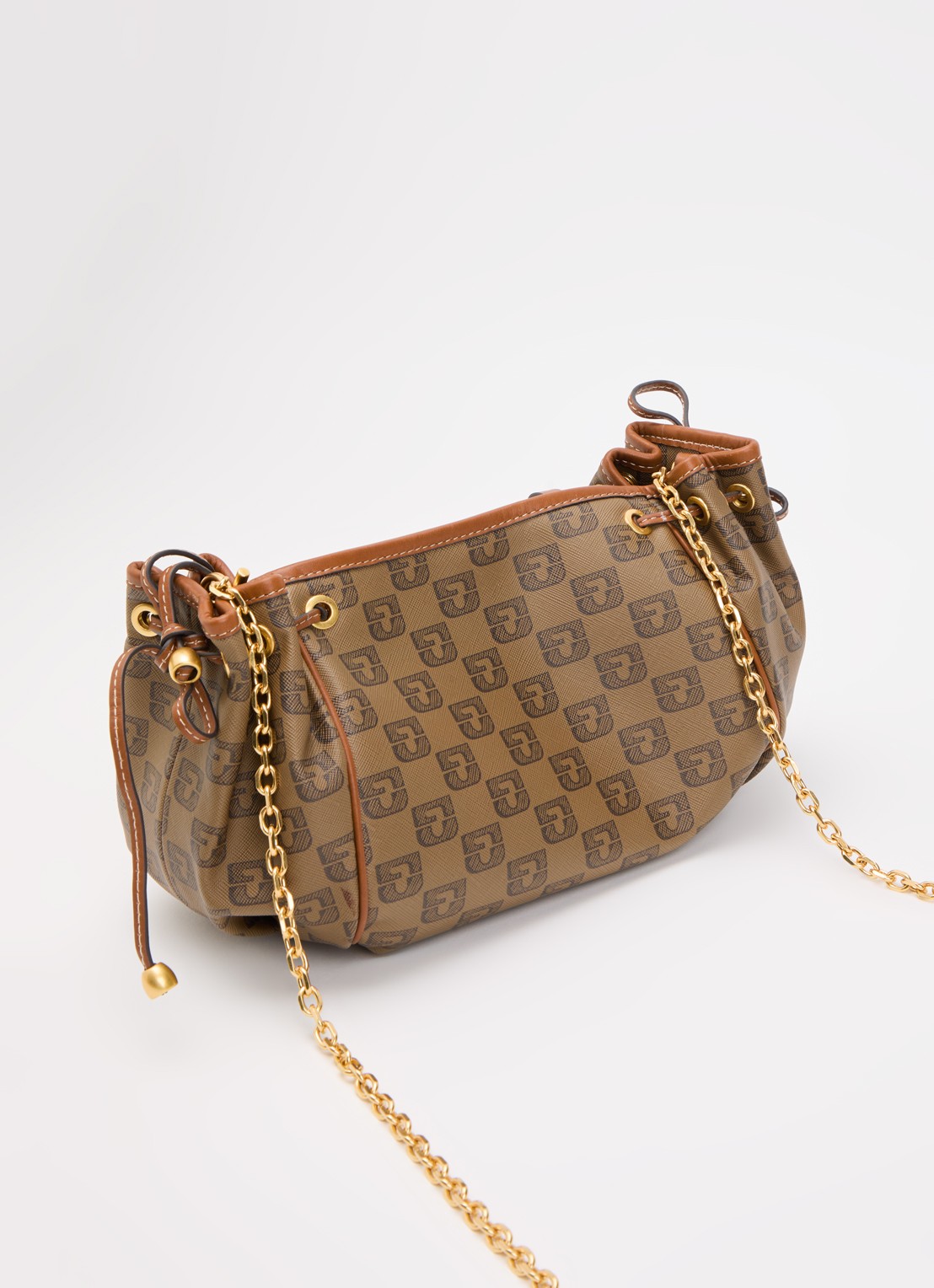 Gerard Darel Le mini 24 schoudertas van canvas met details van leer en tasbedel  - achterkant bruin