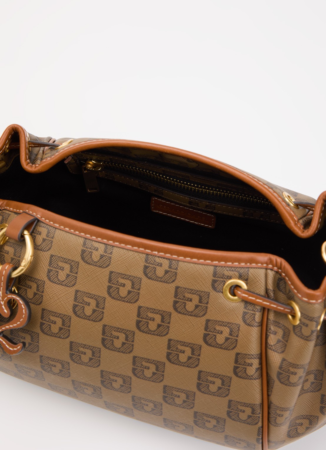 Gerard Darel Le mini 24 schoudertas van canvas met details van leer en tasbedel  - detail 2 bruin