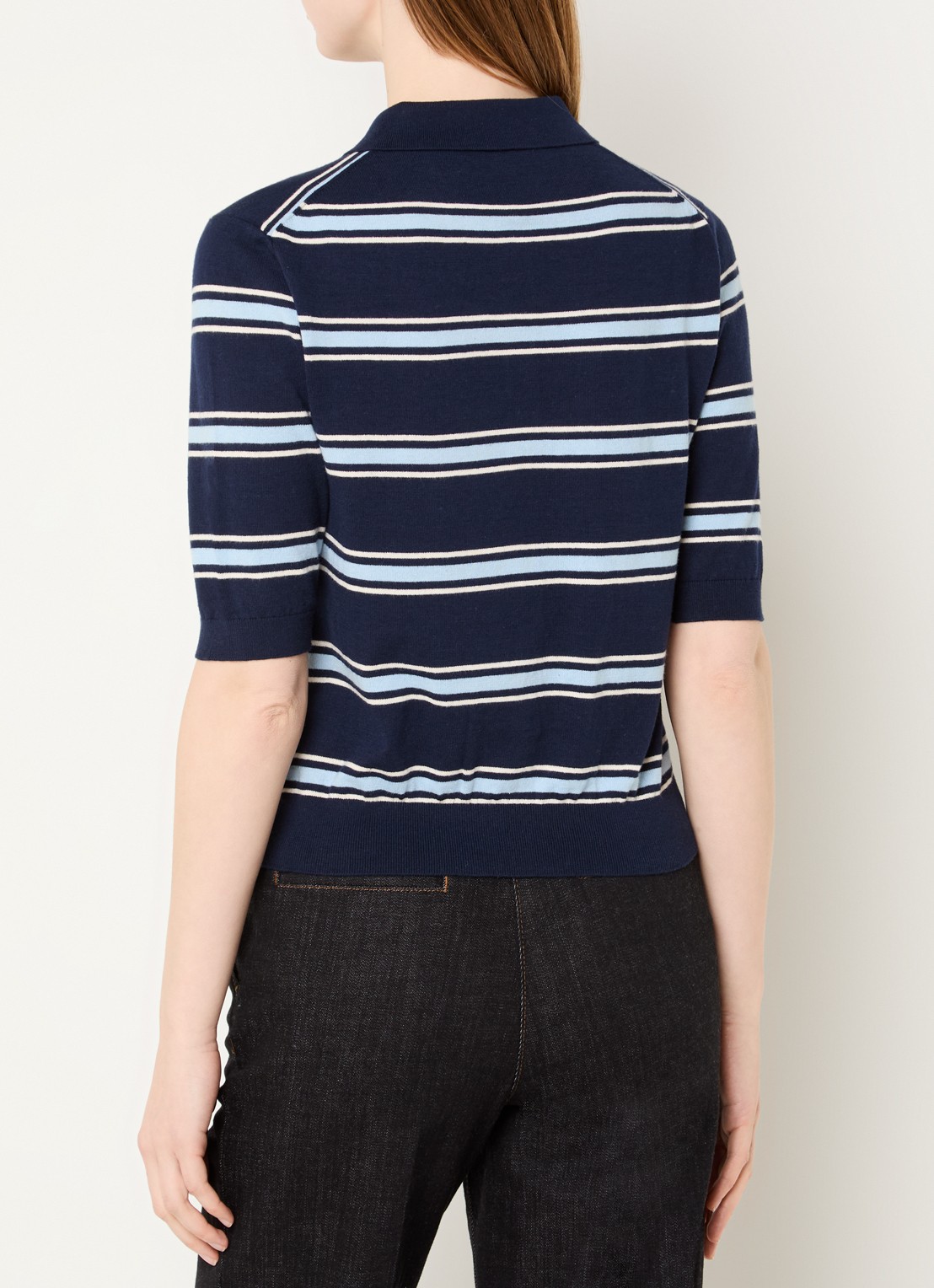 Gerard Darel Leila fijngebreide polo met streepprint - achterkant 4 indigo