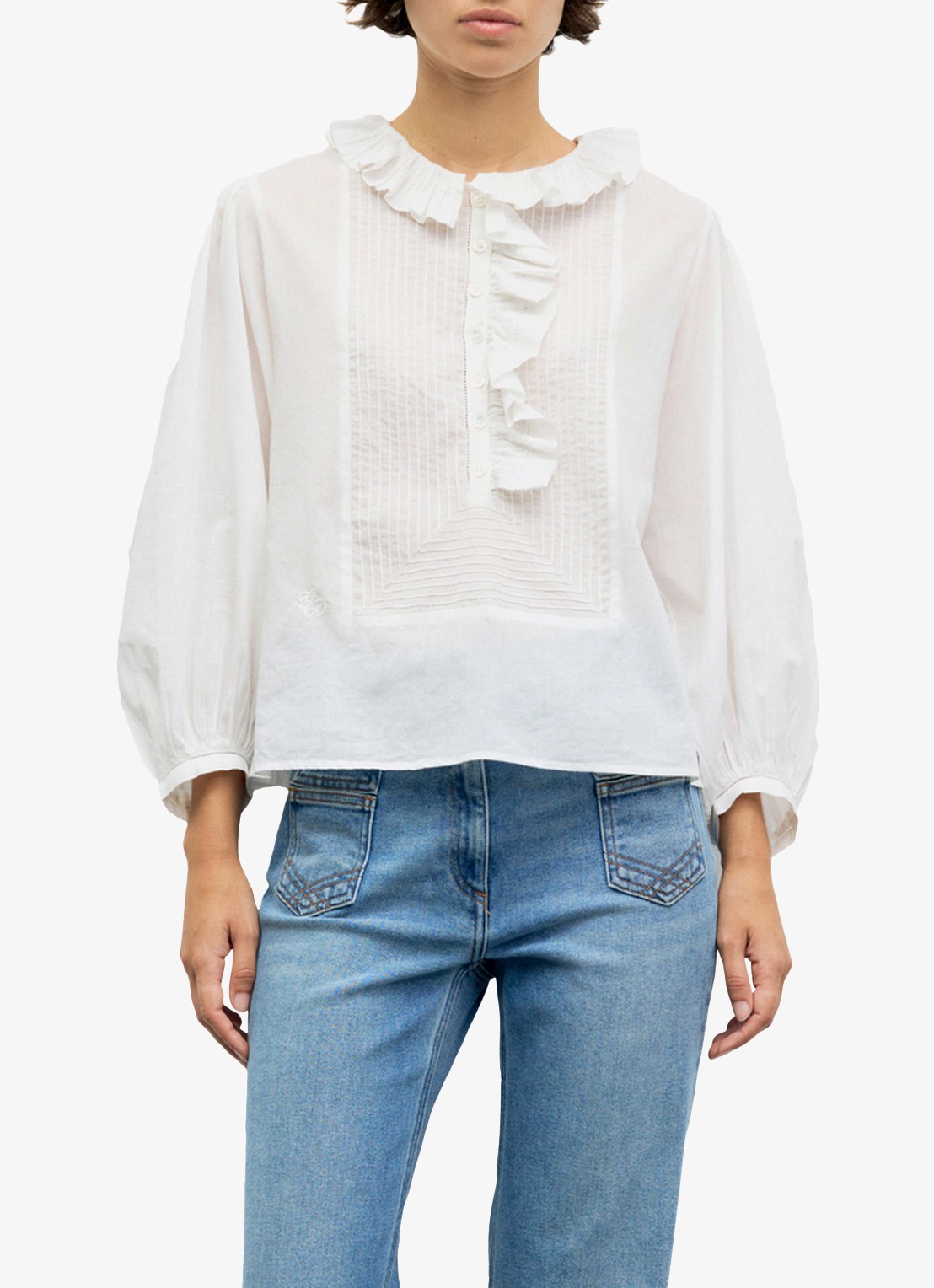 Gerard Darel Leone tuniek met ruches - detail 4 wit