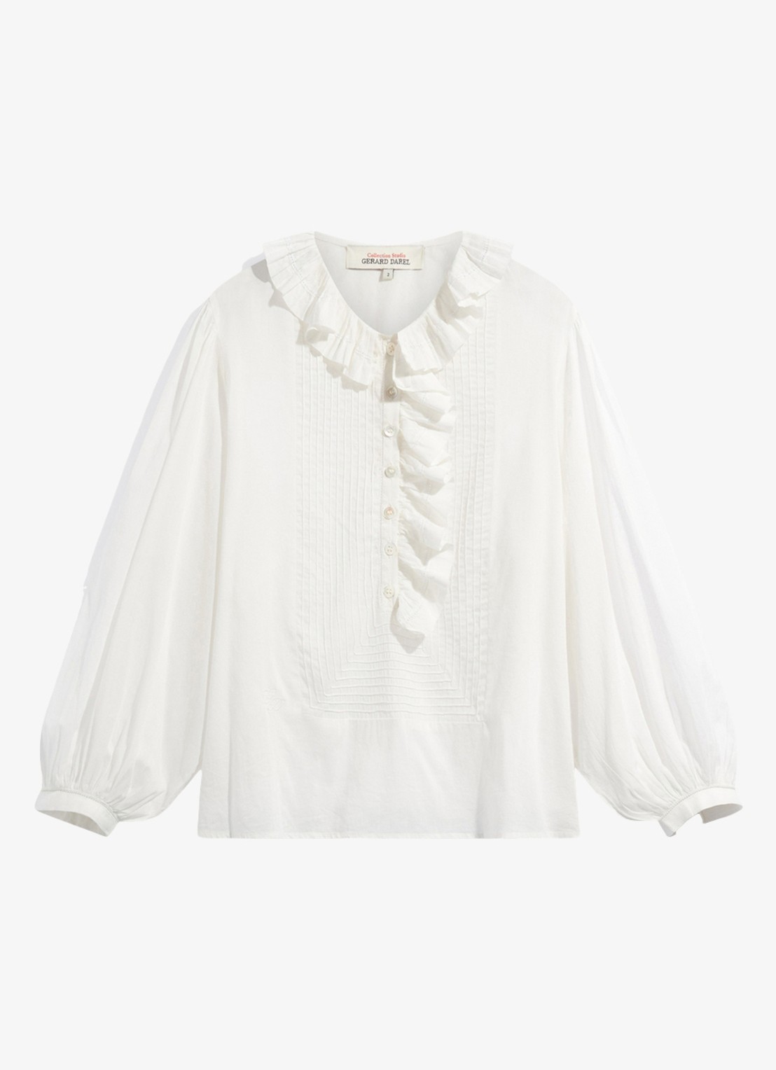 Gerard Darel Leone tuniek met ruches - voorkant wit