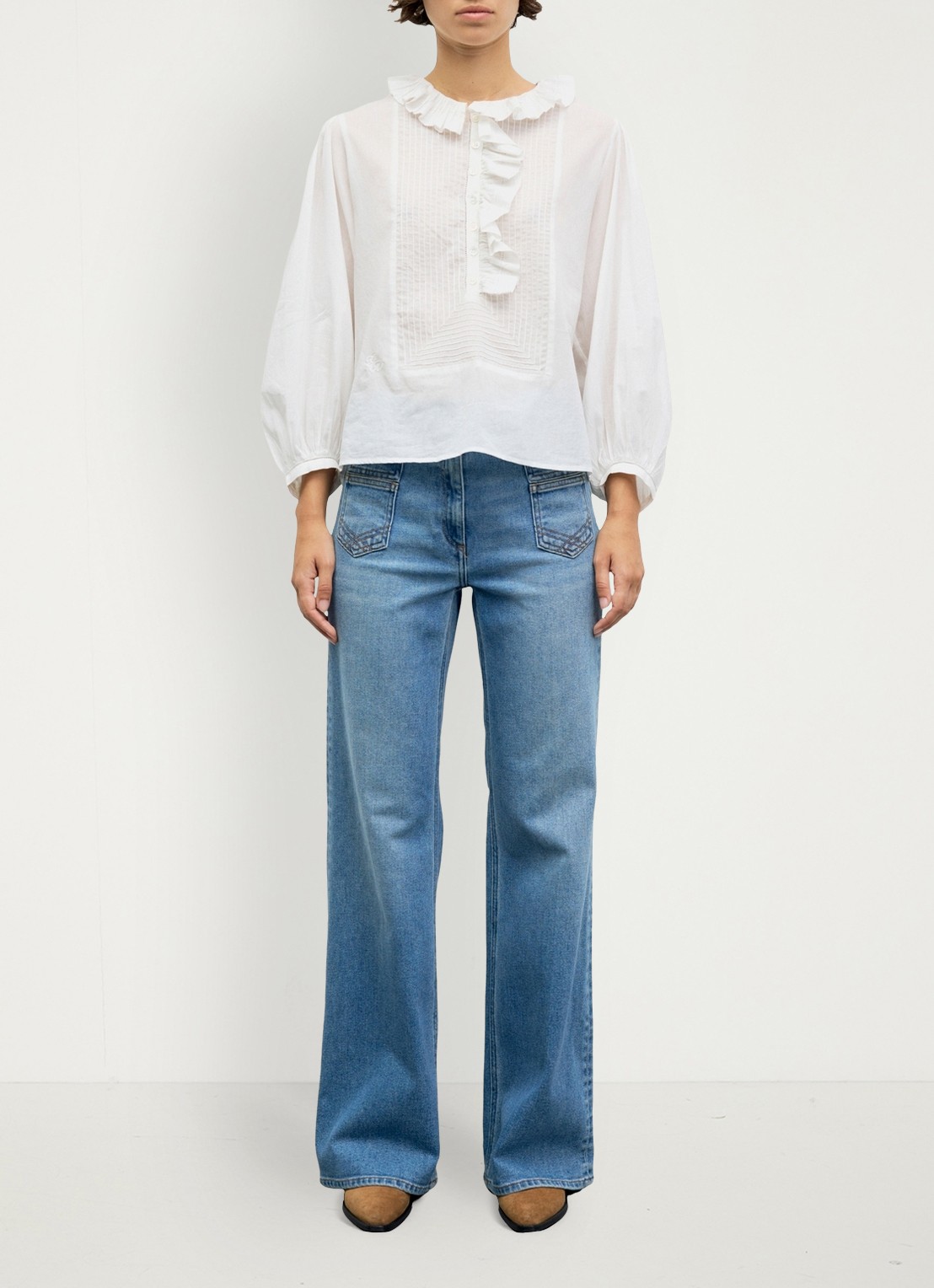 Gerard Darel Leone tuniek met ruches - voorkant 2 wit
