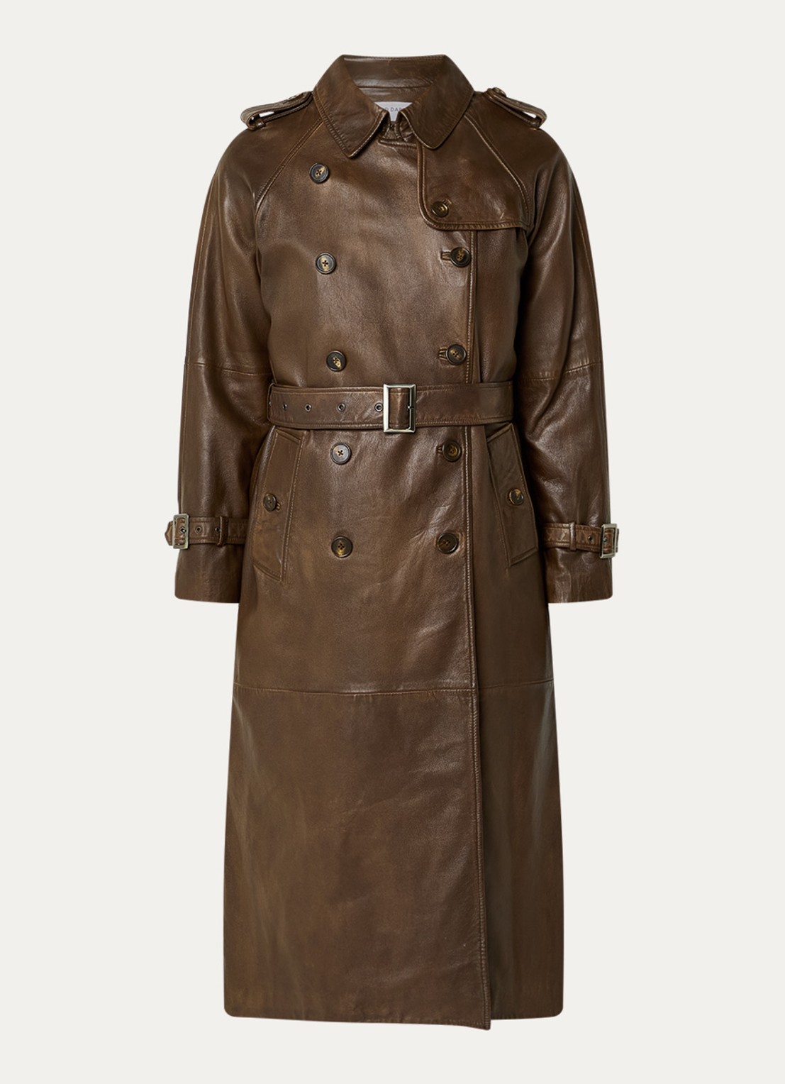 Gerard Darel Lexie trenchcoat van lamsleer met steekzakken - voorkant 2 hazelnootbruin
