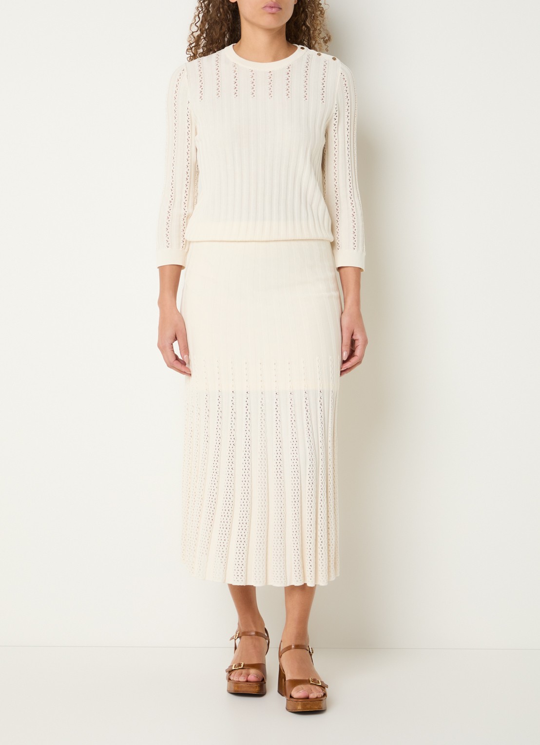 Gerard Darel Lhena tuniek met bloemenprint - voorkant 2 creme