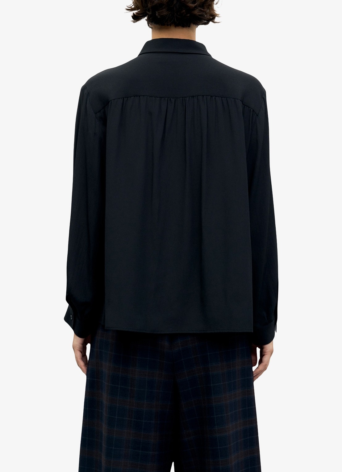 Gerard Darel Lilie blouse in zijdeblend met plooien - achterkant 3 zwart